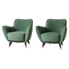 Guglielmo Veronesi Paar Sessel mit gepolstertem Samtbezug