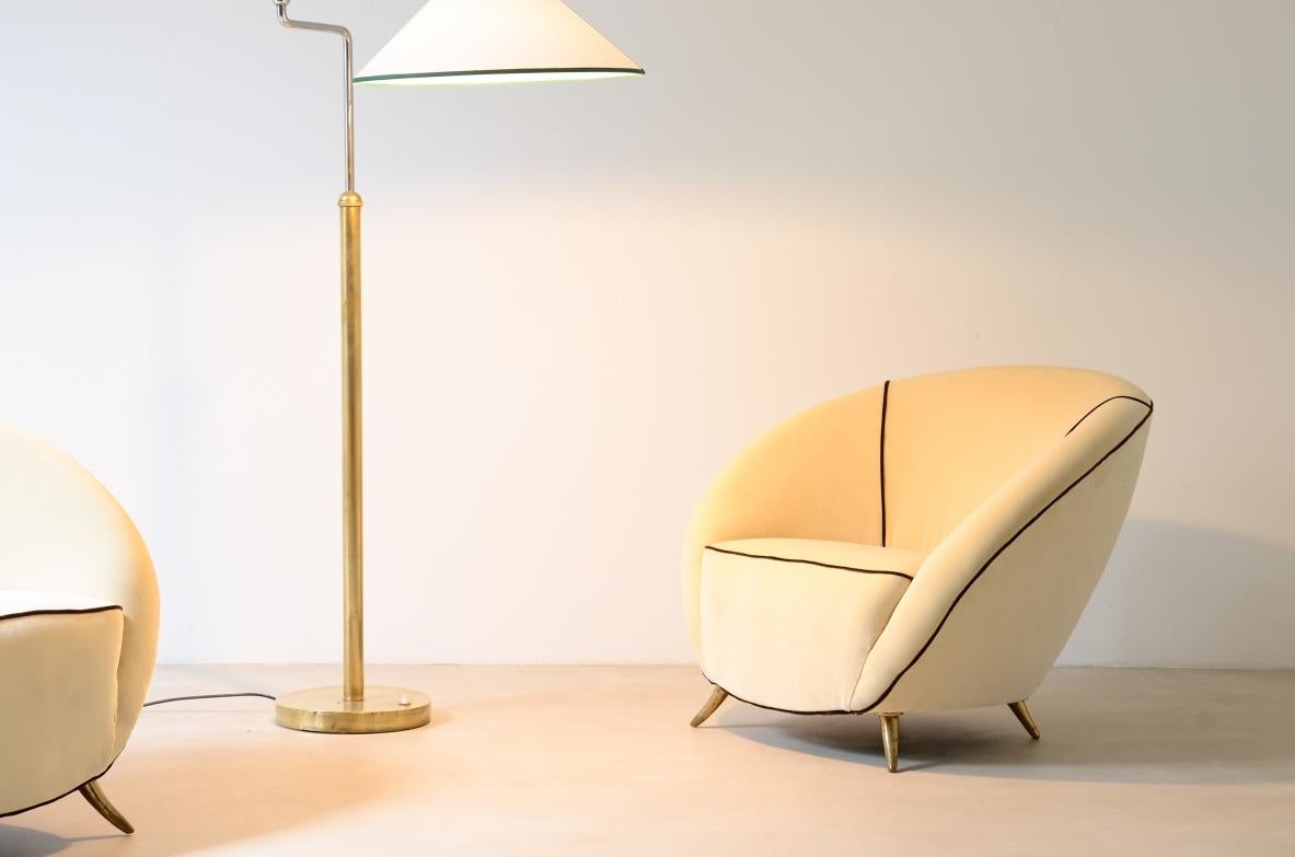 Mid-Century Modern Guglielmo Veronesi, paire de fauteuils recouverts de velours en vente