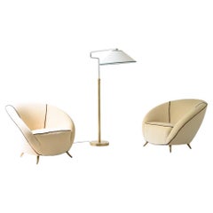 Guglielmo Veronesi, pair of armchairs upholstered in velvet