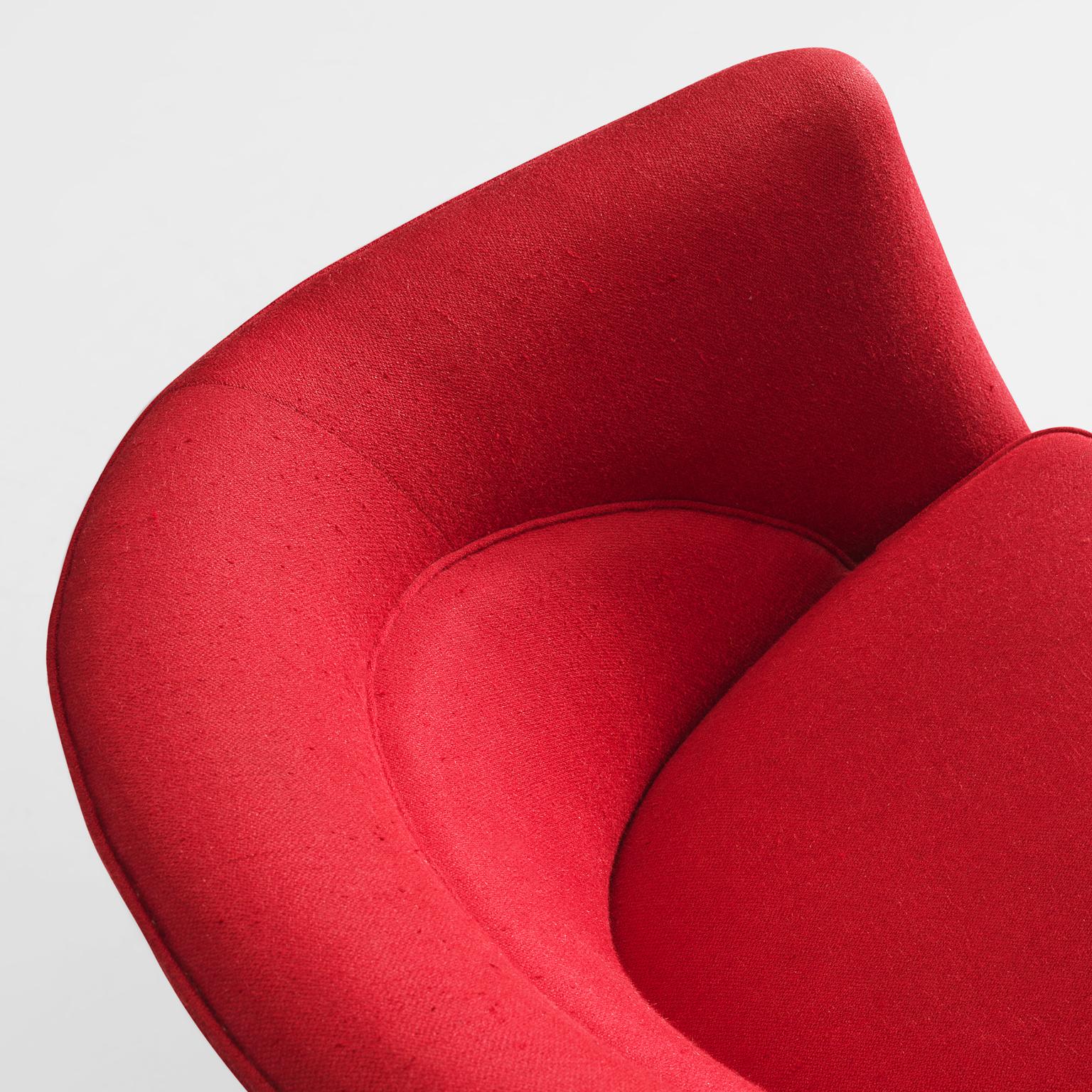 Mid-Century Modern Guglielmo Veronesi Pair of Easy Chairs in Red Teddy Upholstery