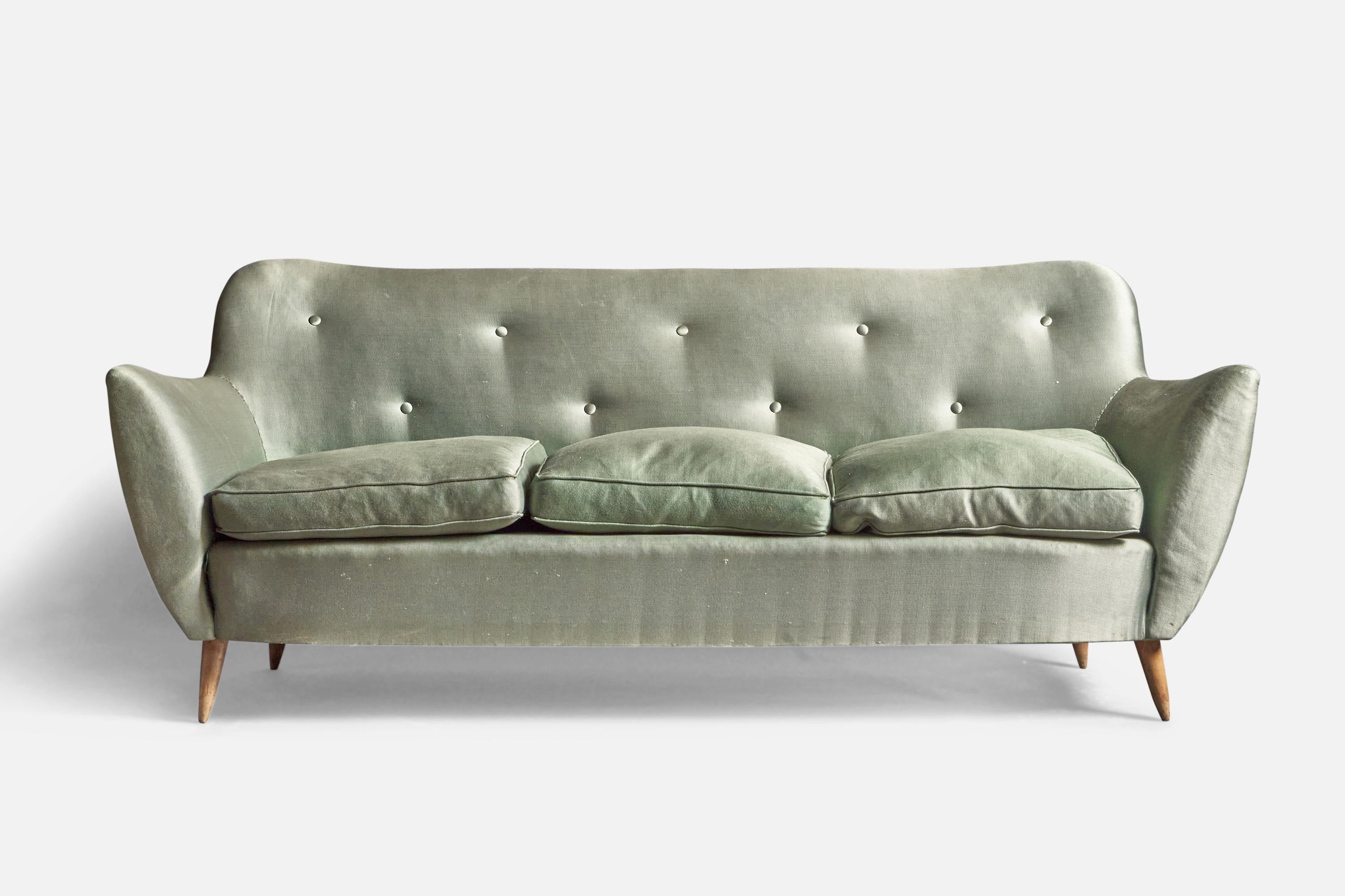 Mid-Century Modern Guglielmo Veronesi, Sofa, Fabric, Wood, Italy, 1950s For Sale