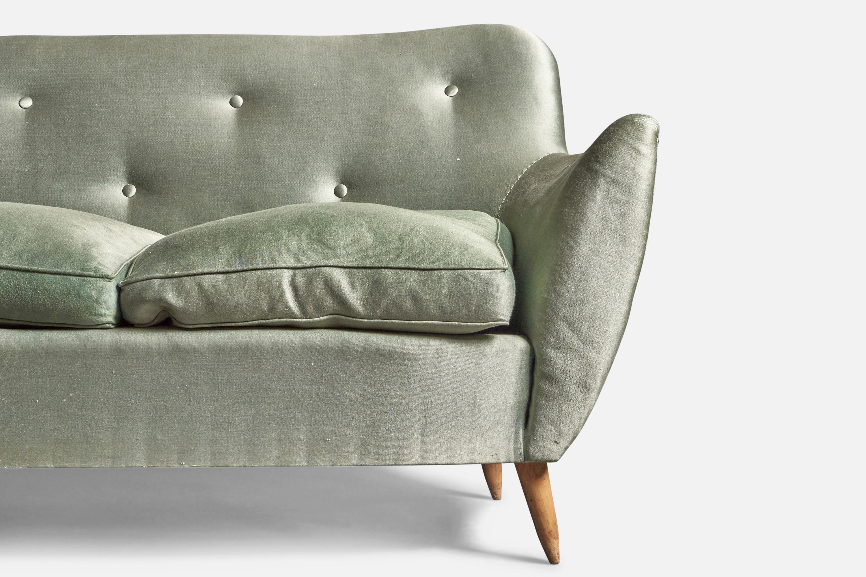 Italian Guglielmo Veronesi, Sofa, Fabric, Wood, Italy, 1950s For Sale