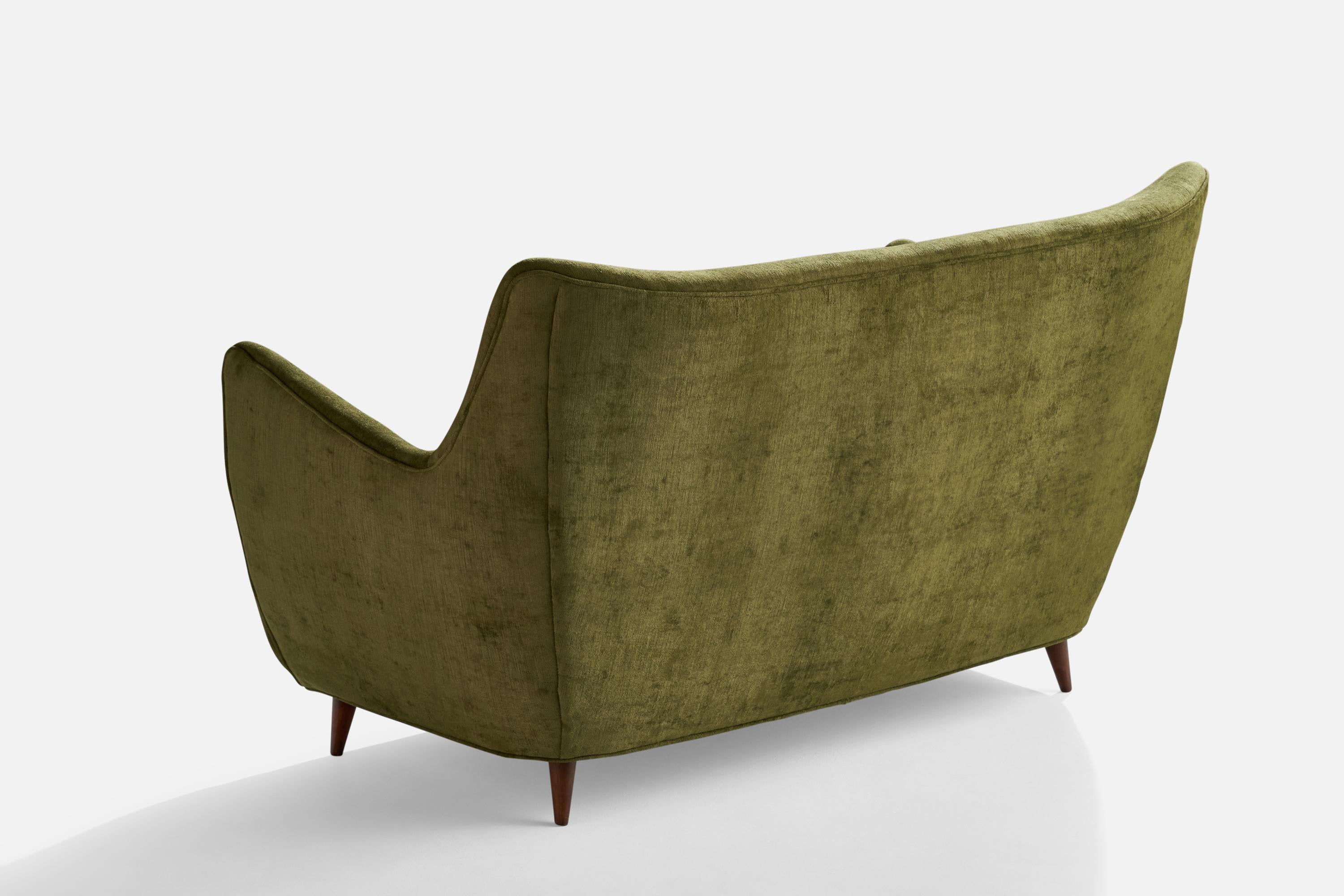 Italian Guglielmo Veronesi, Sofa, Velvet, Wood, Italy, 1950s For Sale