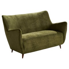 Guglielmo Veronesi, Sofa, Velvet, Wood, Italy, 1950s