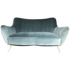 Vintage Guglielmo Veronesi Two Seater Sofa, Newly Upholstered Designers Guild Fabric
