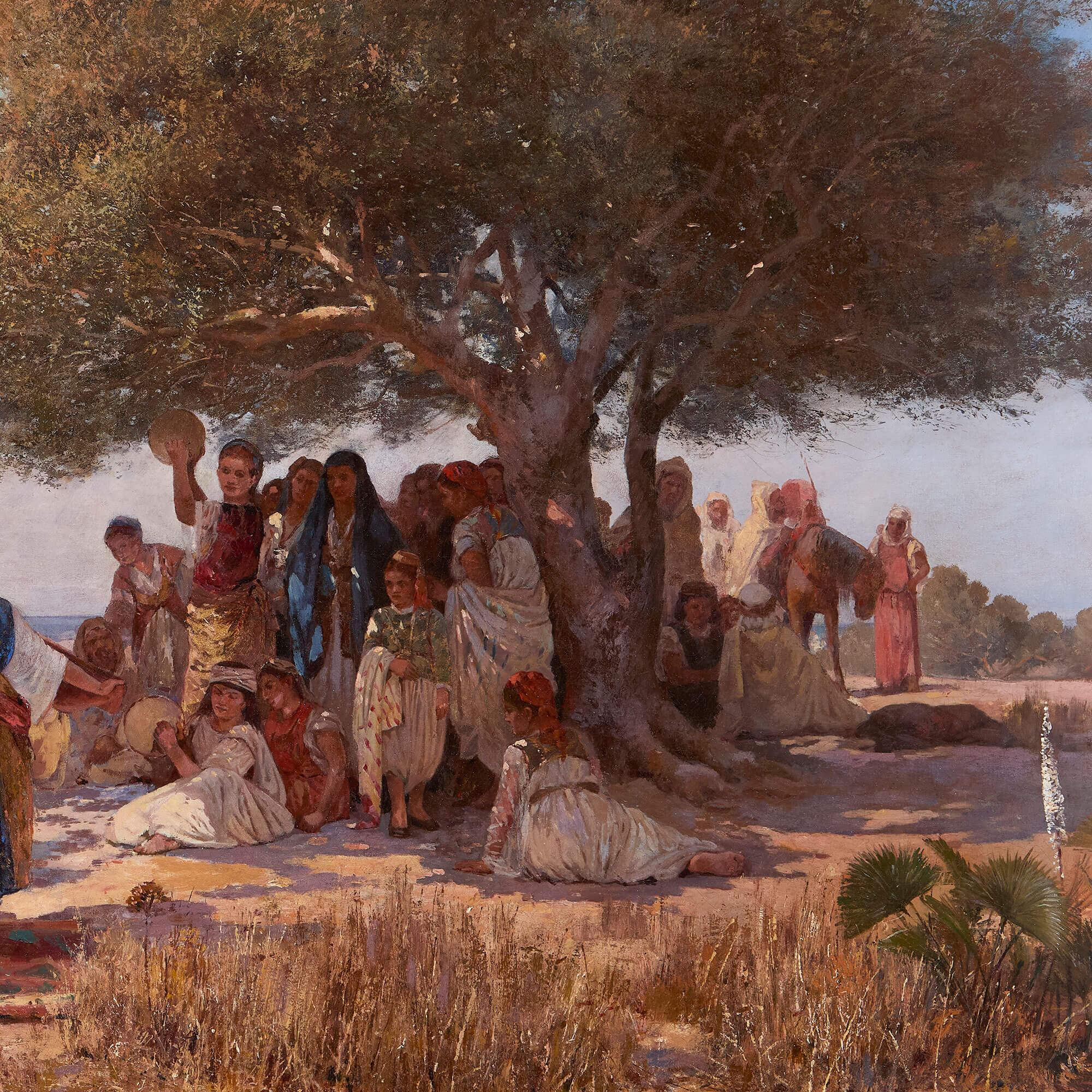 Grande peinture à l'huile orientaliste Danse traditionnelle de l'épée par Guglielmo Zocchi en vente 3