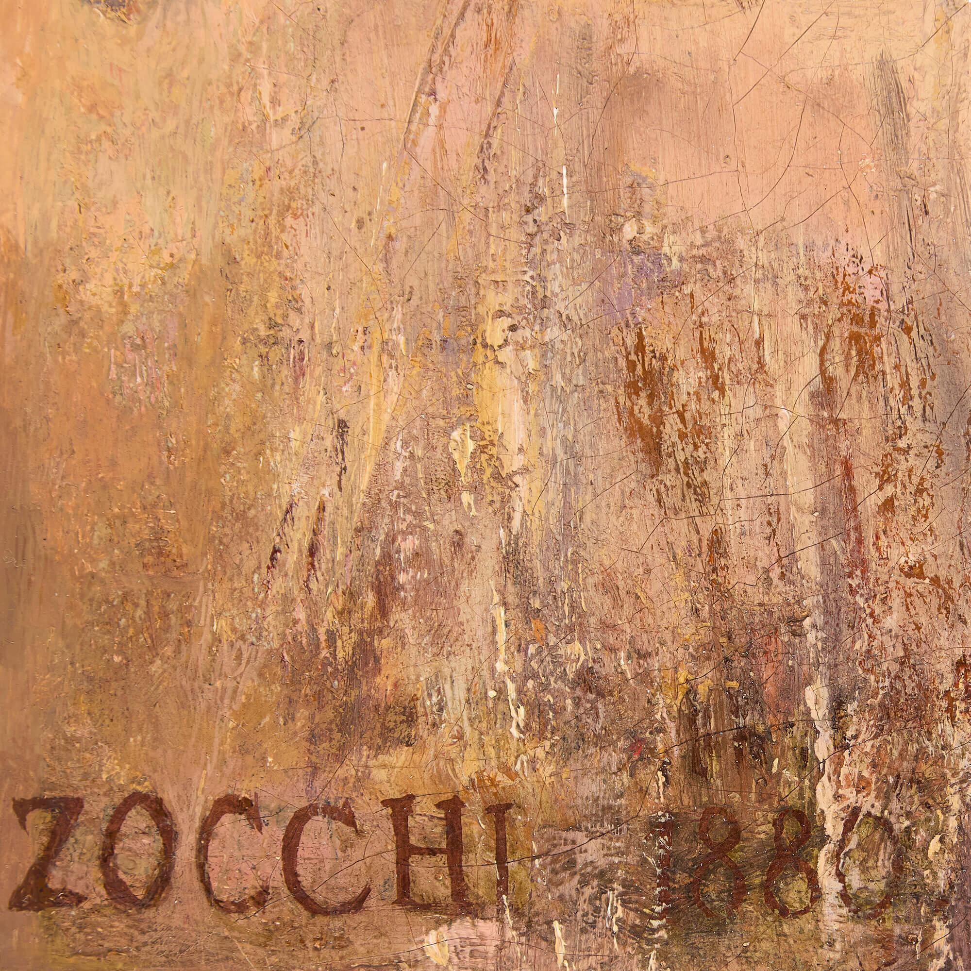 Grande peinture à l'huile orientaliste Danse traditionnelle de l'épée par Guglielmo Zocchi en vente 5