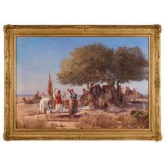 Grande peinture à l'huile orientaliste Danse traditionnelle de l'épée par Guglielmo Zocchi
