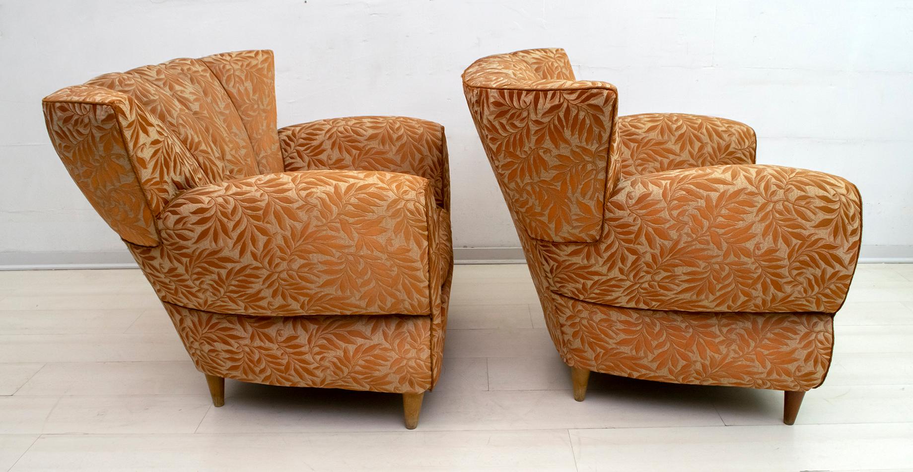 Mid-20th Century Gugliemo Ulrich Art Deco Italian Sofa and Two Armchairs, 1940s For Sale