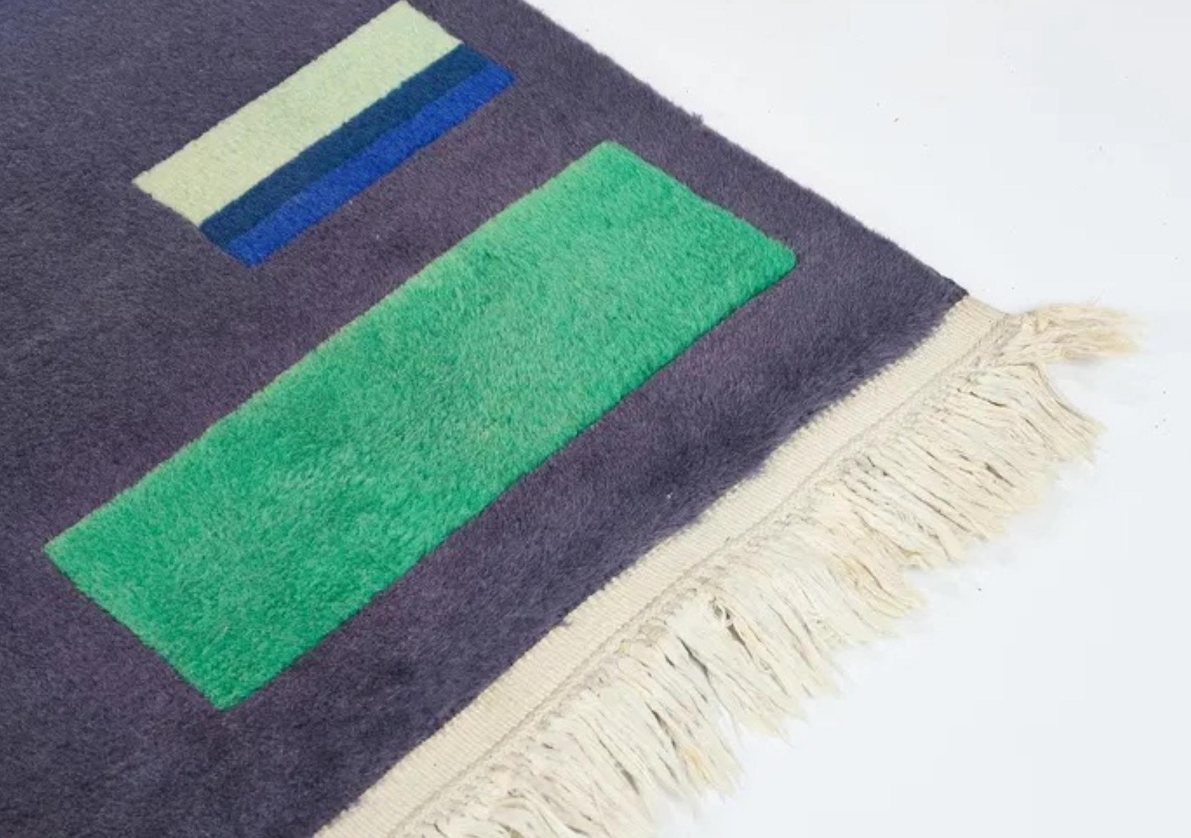 Gugliomo Veronesi  Tapis en laine Color-Block noué à la main Runner, milieu du siècle, Italie. Bon état - En vente à Brooklyn, NY