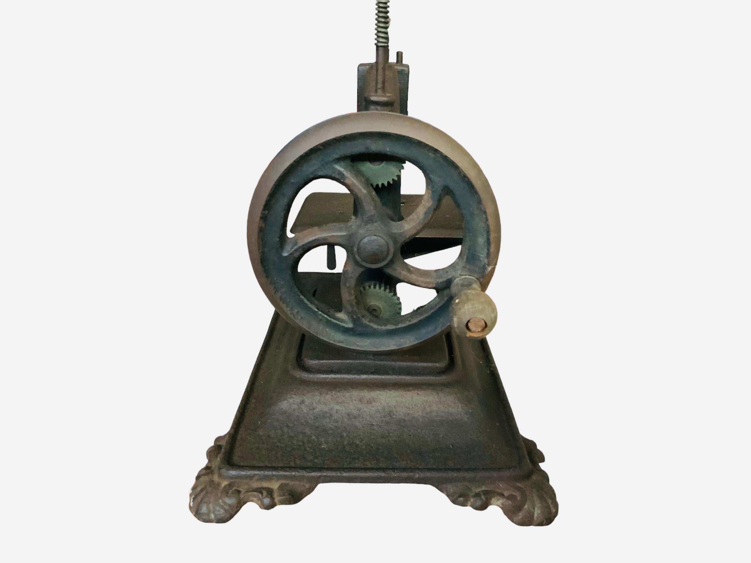 Cast Guhl & Harbeck Style Chain Stitch Hand Crank Sewing Machine For Sale