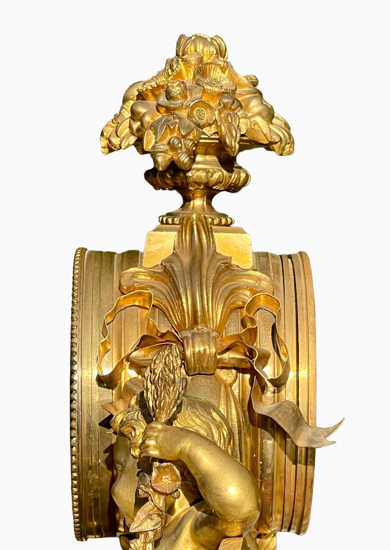 GUICHE Palais Royal - Gilt Bronze Clock with Puttis For Sale 4