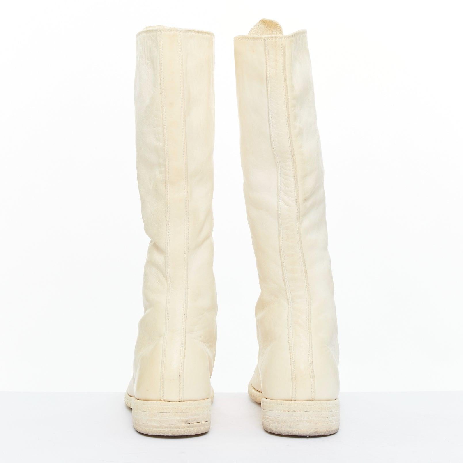 GUIDI 410 Soft Horse bottes en cuir blanc cassé avec fermeture éclair argentée EU36 Pour femmes en vente