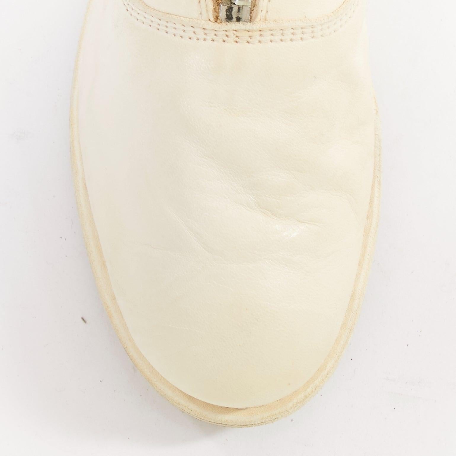 GUIDI 410 Soft Horse bottes en cuir blanc cassé avec fermeture éclair argentée EU36 en vente 1