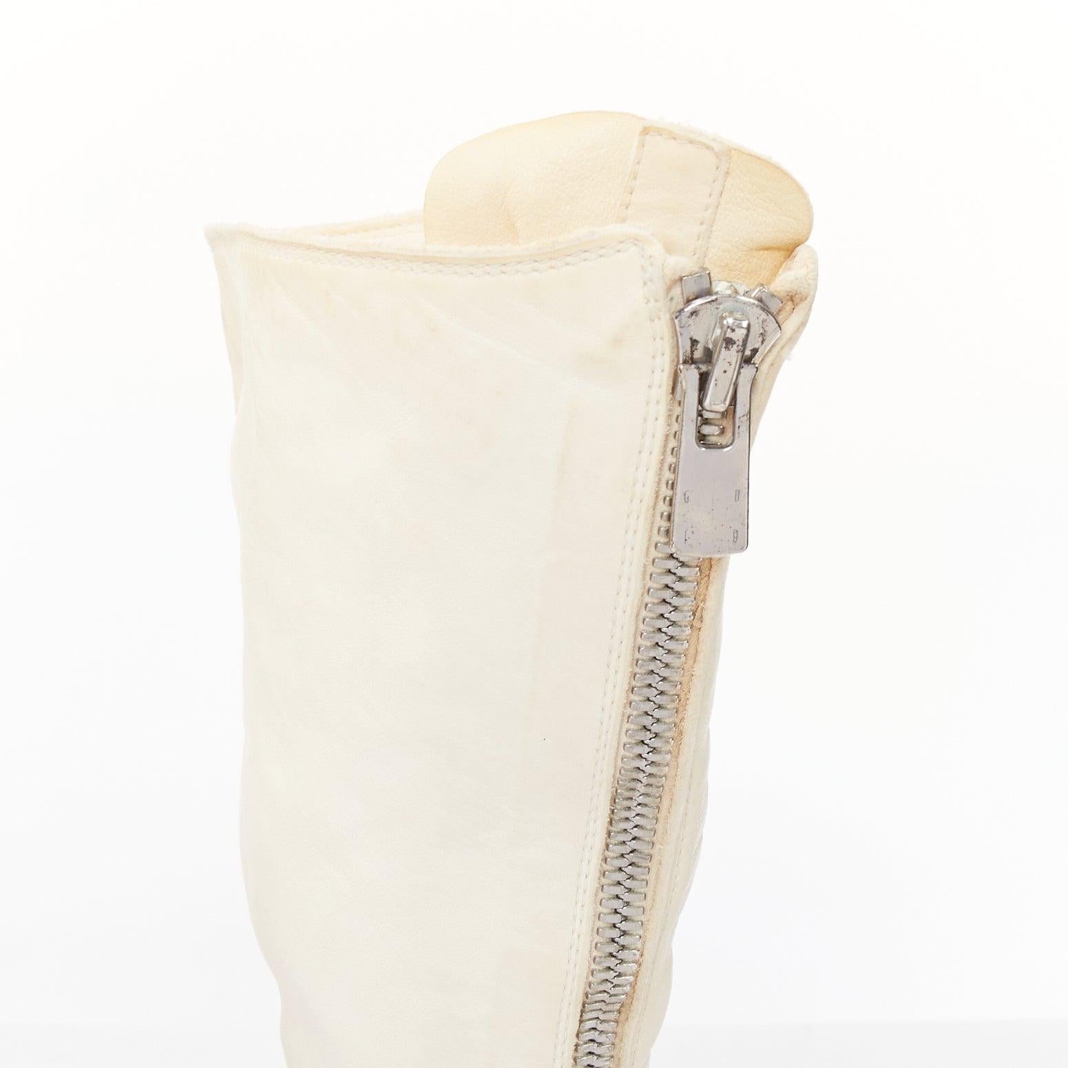GUIDI 410 Soft Horse bottes en cuir blanc cassé avec fermeture éclair argentée EU36 en vente 2