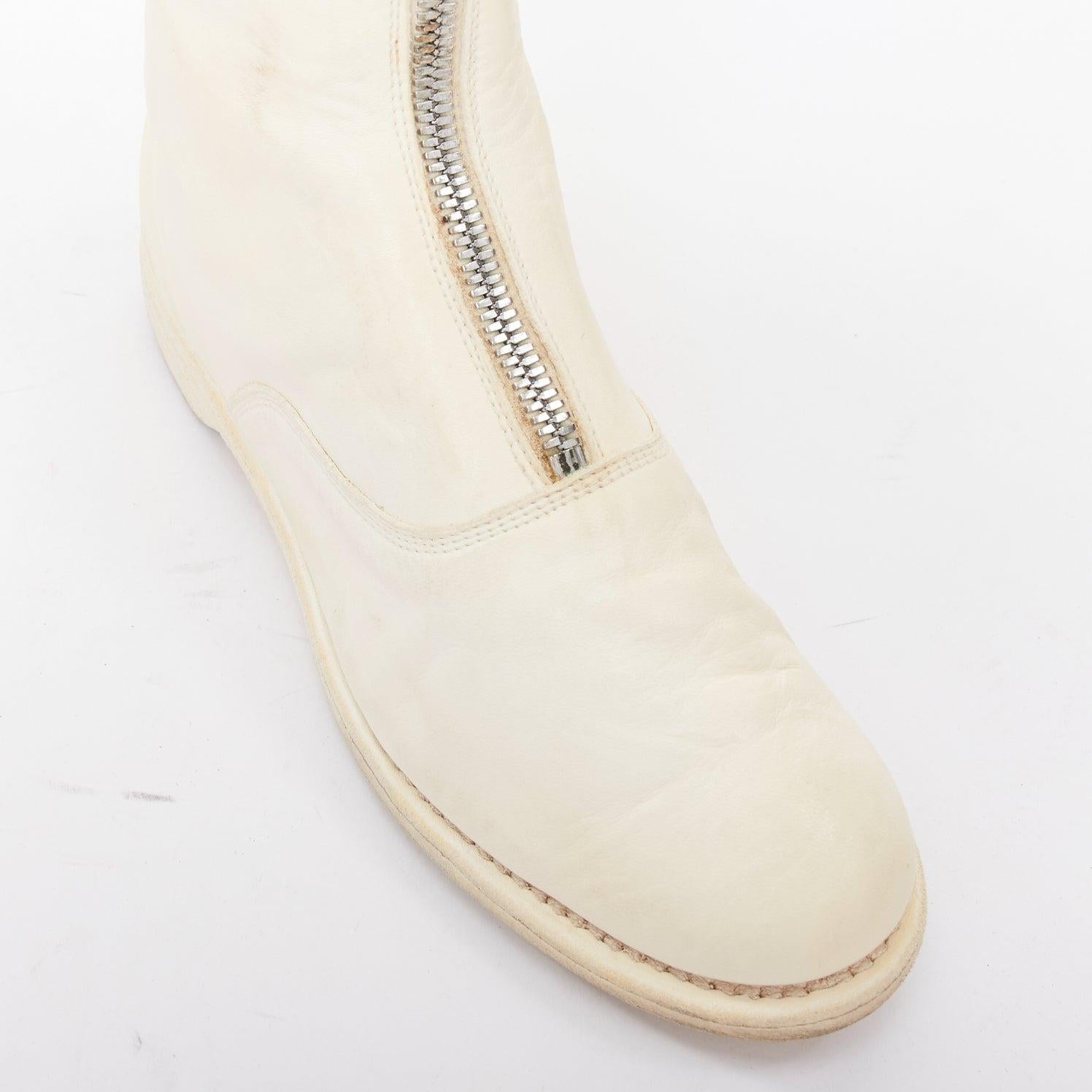 GUIDI 410 Soft Horse bottes en cuir blanc cassé avec fermeture éclair argentée EU36 en vente 3