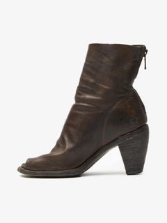 Guidi Brown Back Zip Heel Boots