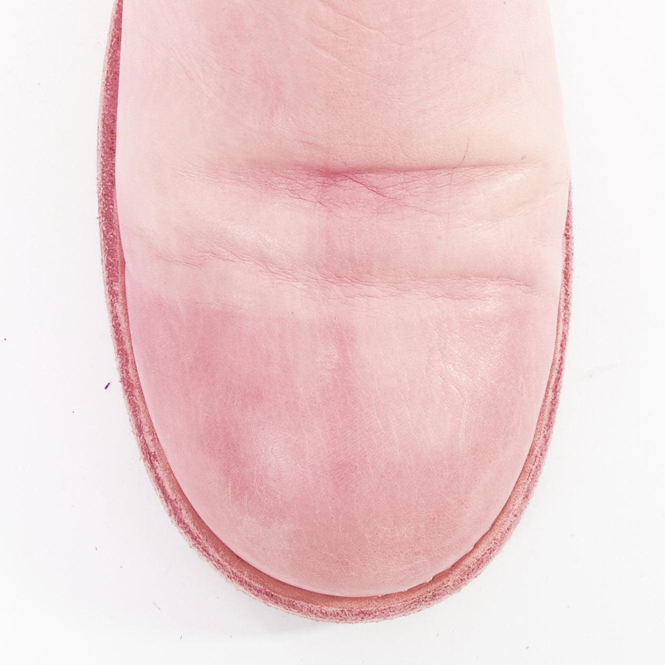 GUIDI Tinte rosa Bubblegum notleidende Leder zurück Reißverschluss Block Stiefel EU37 im Angebot 1