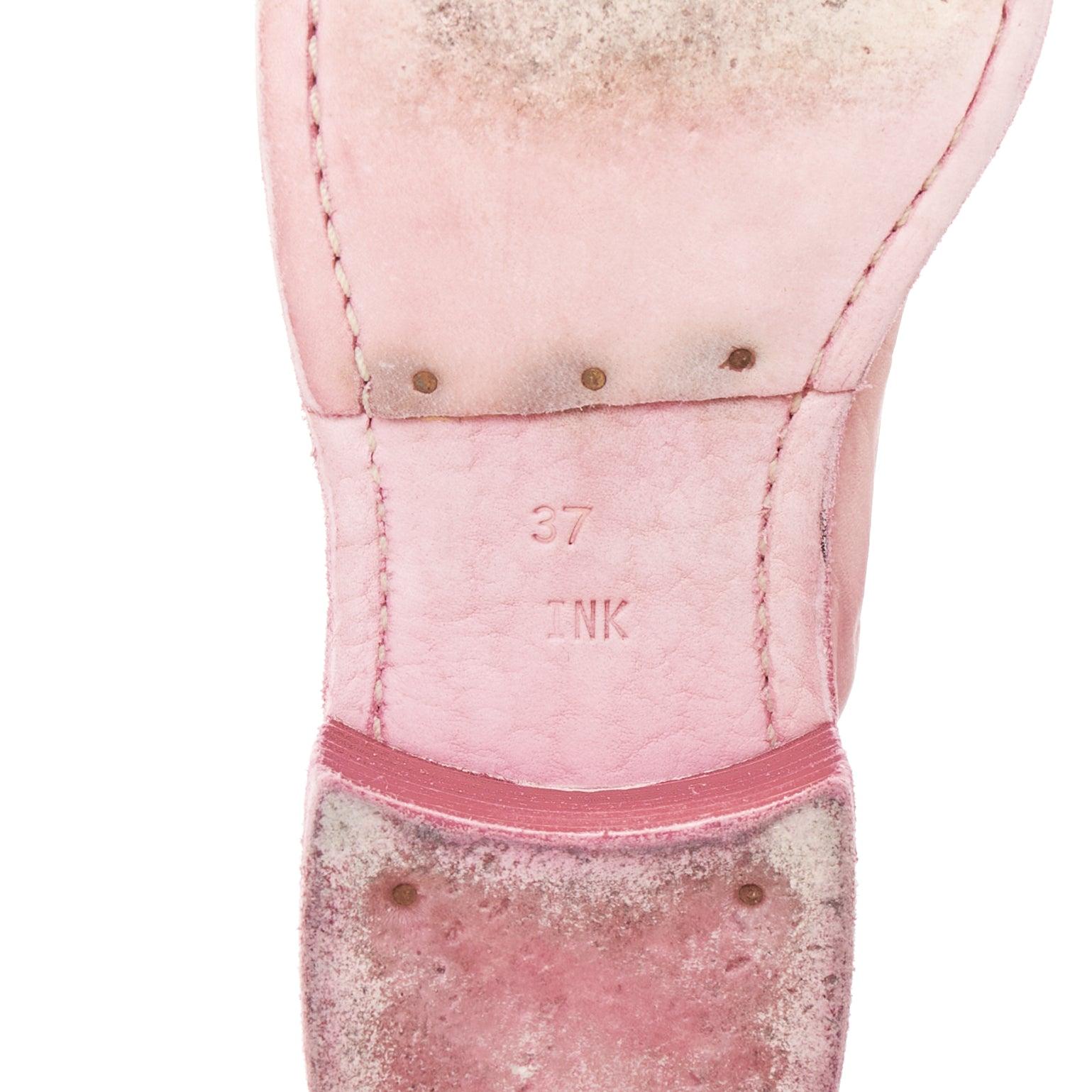 GUIDI Tinte rosa Bubblegum notleidende Leder zurück Reißverschluss Block Stiefel EU37 im Angebot 4