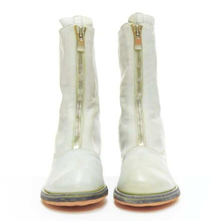 Grigio Guidi stivale con zip in pelle morbida lavata e burattata grigio chiaro EU37 in vendita