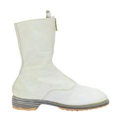 Guidi stivale con zip in pelle morbida lavata e burattata grigio chiaro EU37