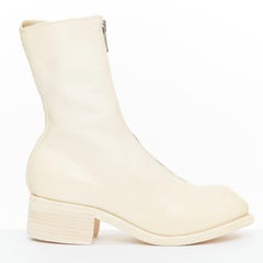 GUIDI PL2 Soft Horse cream full grain leather silver zip boots EU36