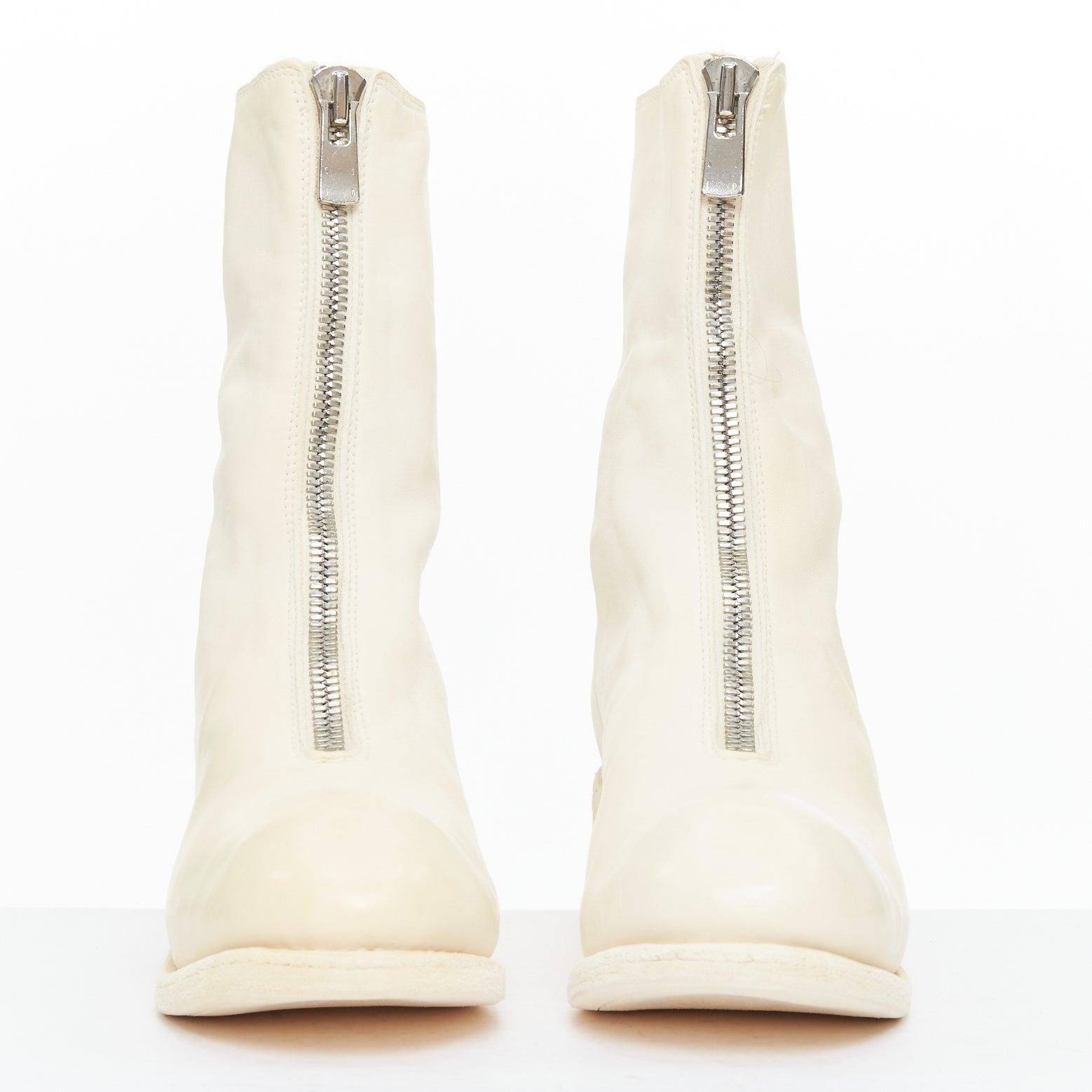 Beige GUIDI PL2 Soft Horse bottes en cuir pleine fleur crème à fermeture éclair argentée EU36 en vente