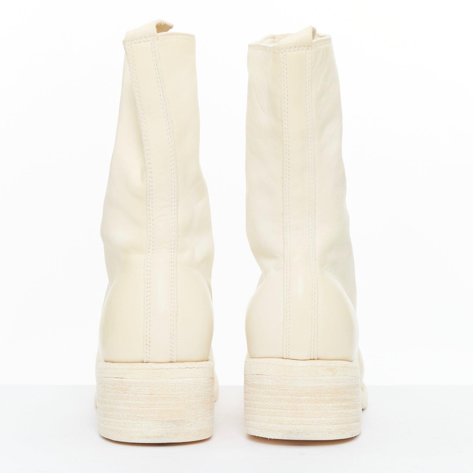 GUIDI PL2 Soft Horse bottes en cuir pleine fleur crème à fermeture éclair argentée EU36 Pour femmes en vente