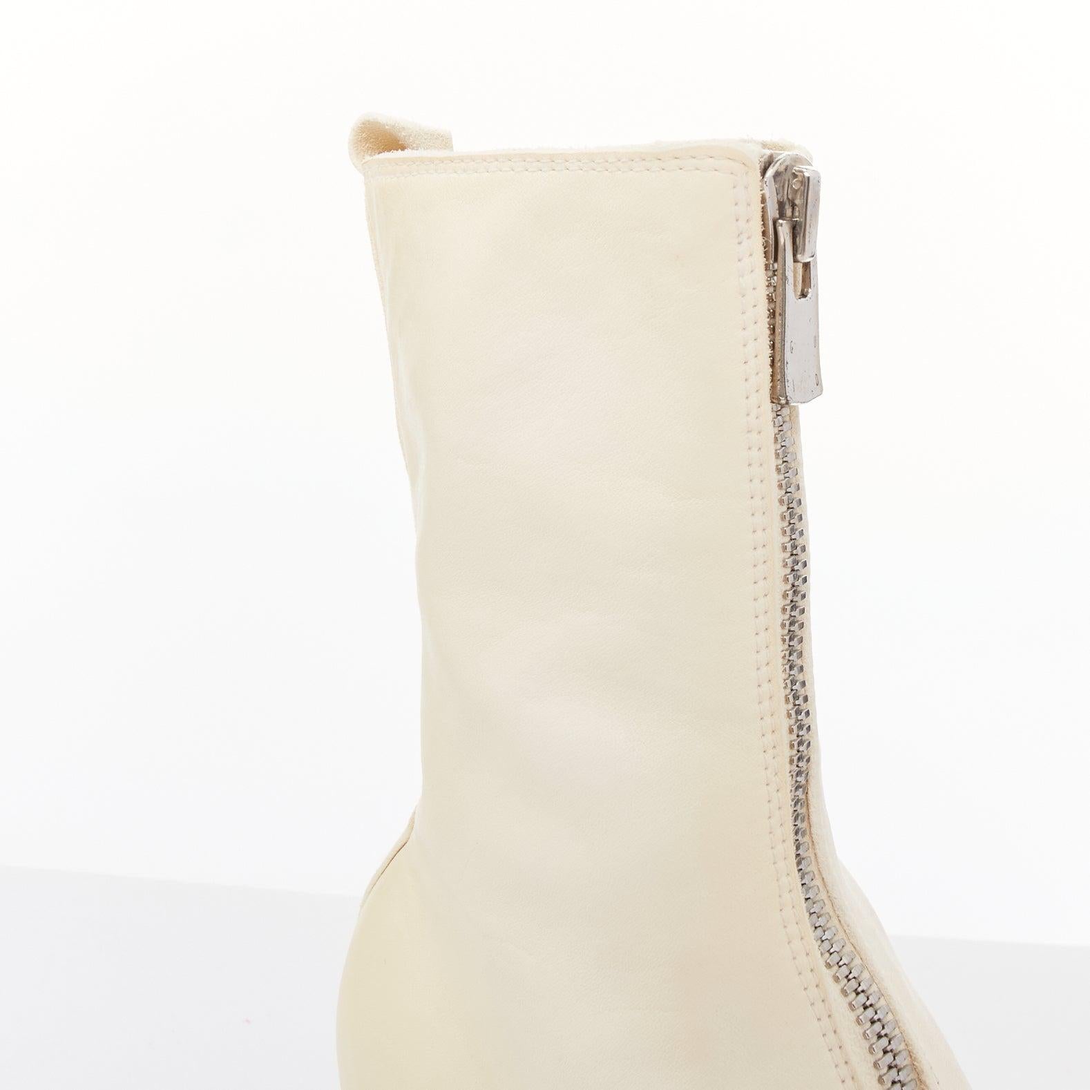 GUIDI PL2 Soft Horse bottes en cuir pleine fleur crème à fermeture éclair argentée EU36 en vente 2