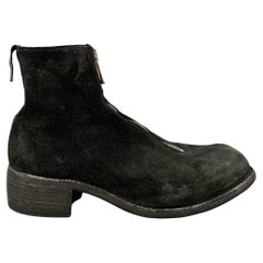 GUIDI Size 8 Black Leather Distressed Boots