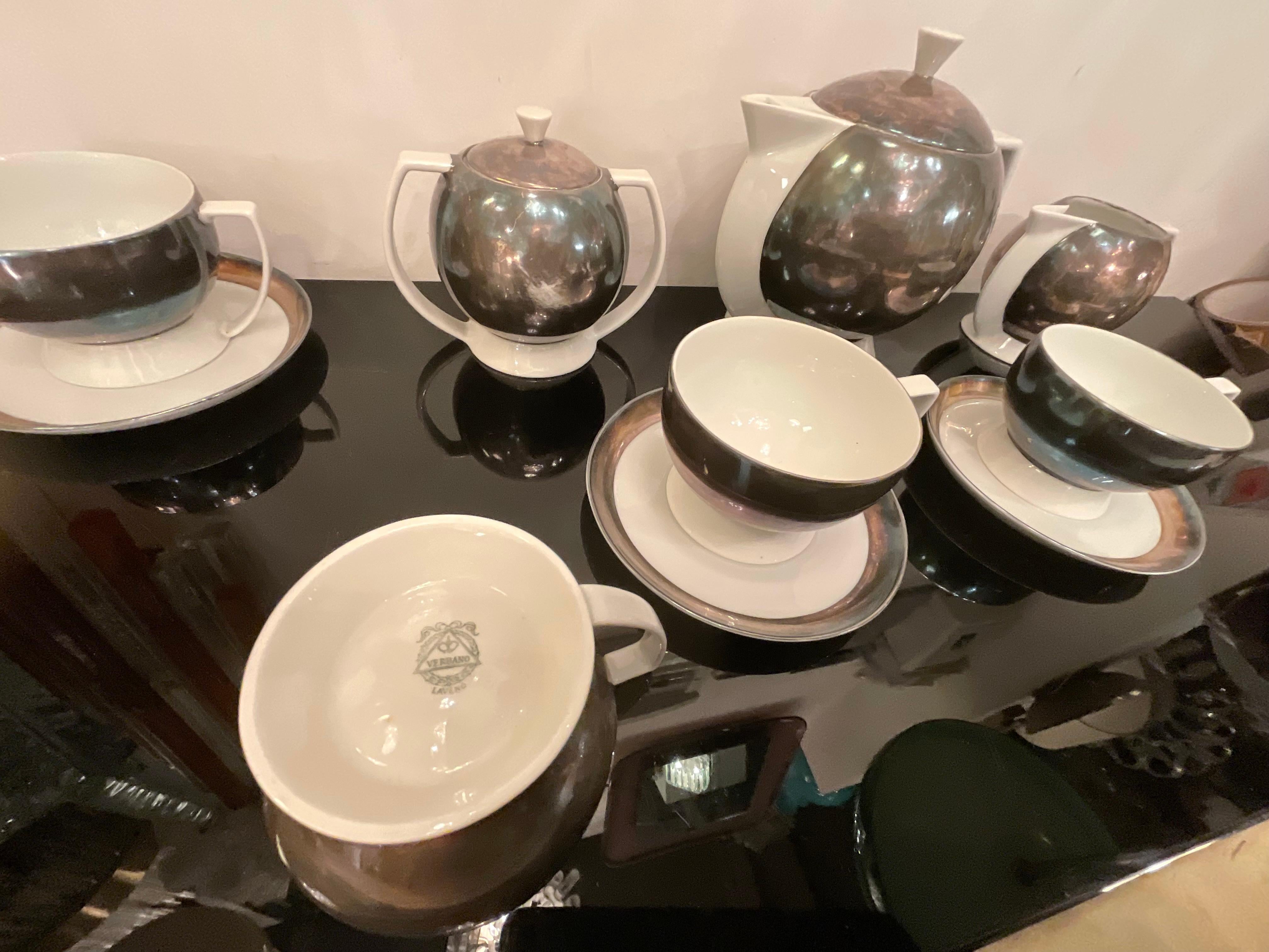 Art Deco Guido ANDLOVITZ - LAVENO CERAMIC 1930s - Tea service - 13 PIECES For Sale