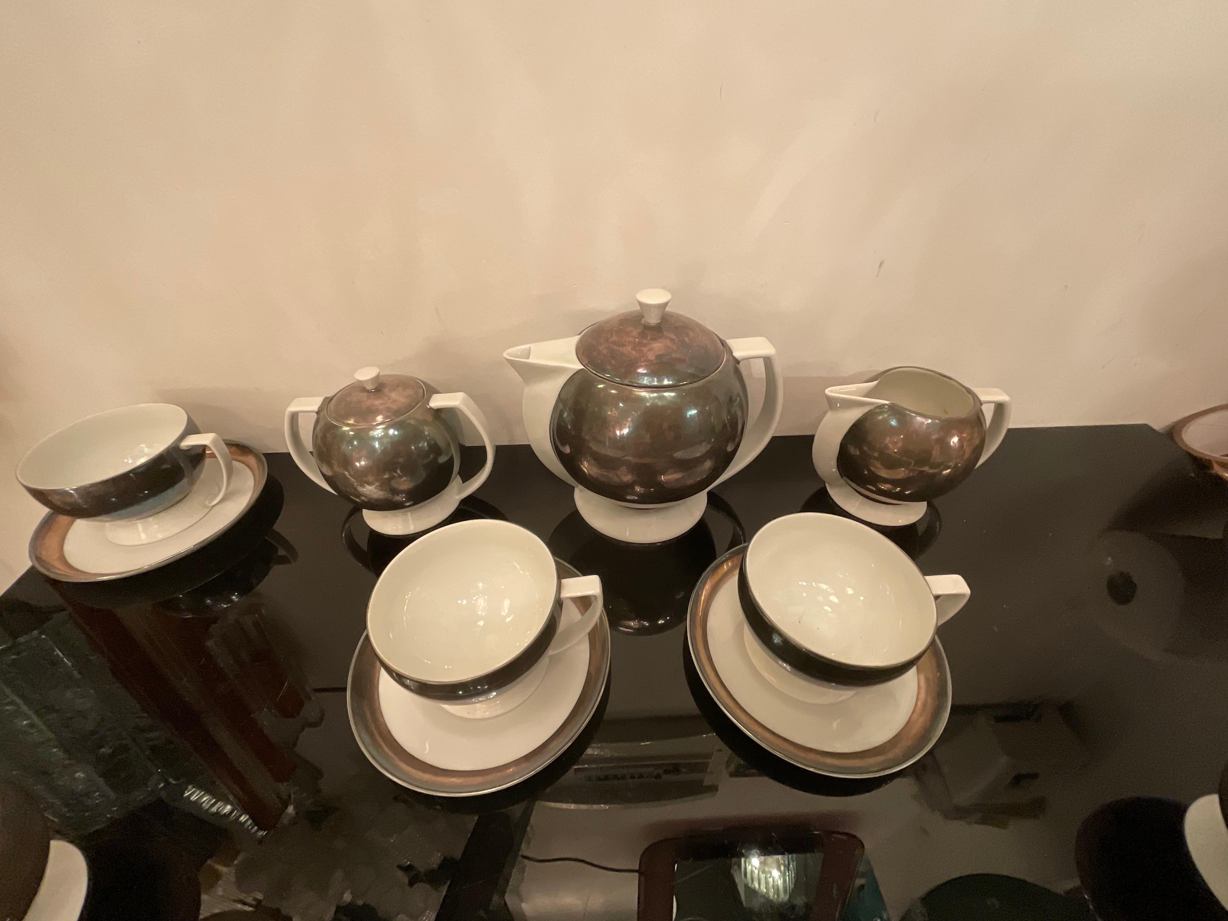 Italian Guido ANDLOVITZ - LAVENO CERAMIC 1930s - Service à thé - 13 PIECES en vente