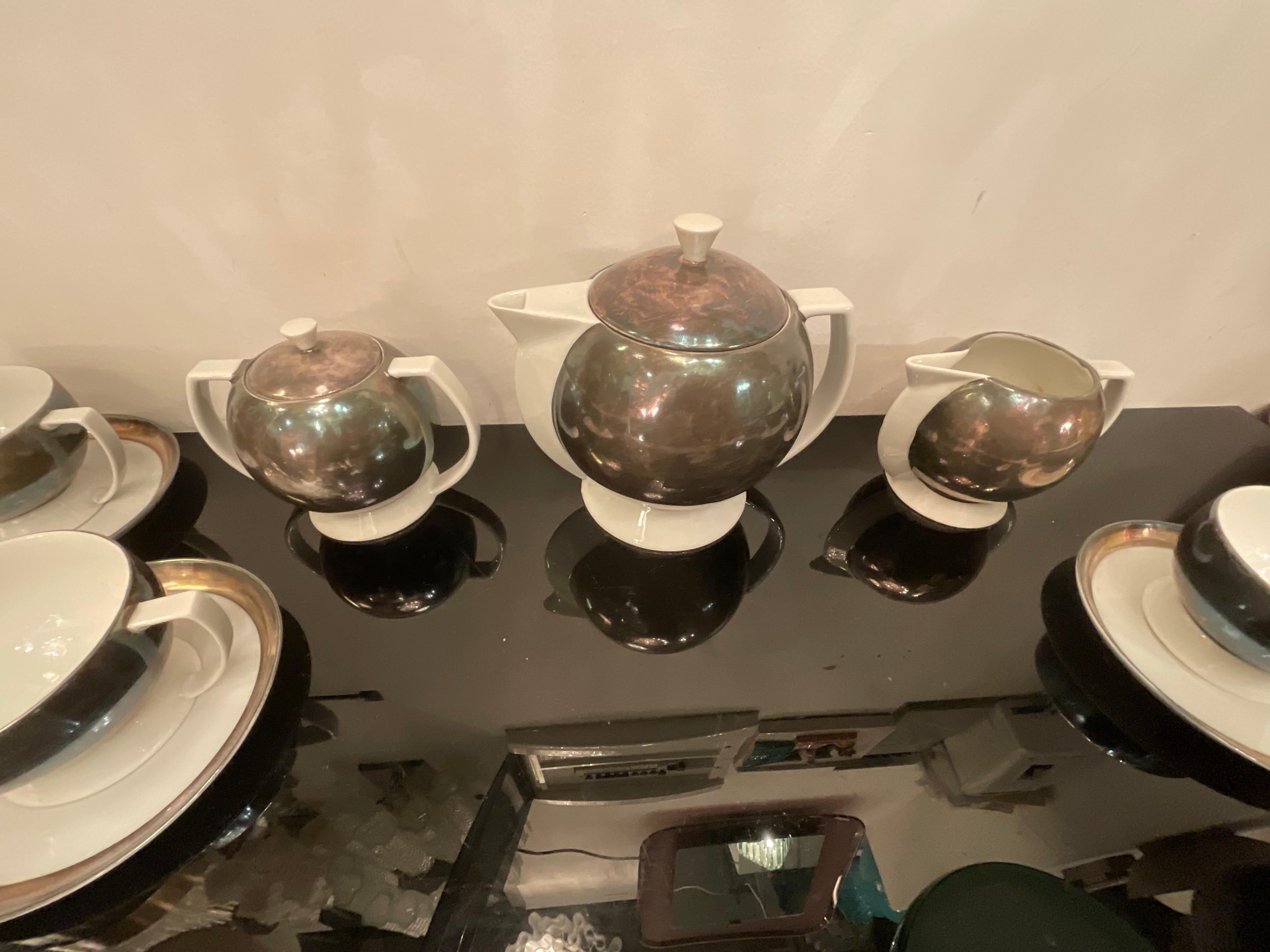 Cuit Guido ANDLOVITZ - LAVENO CERAMIC 1930s - Service à thé - 13 PIECES en vente