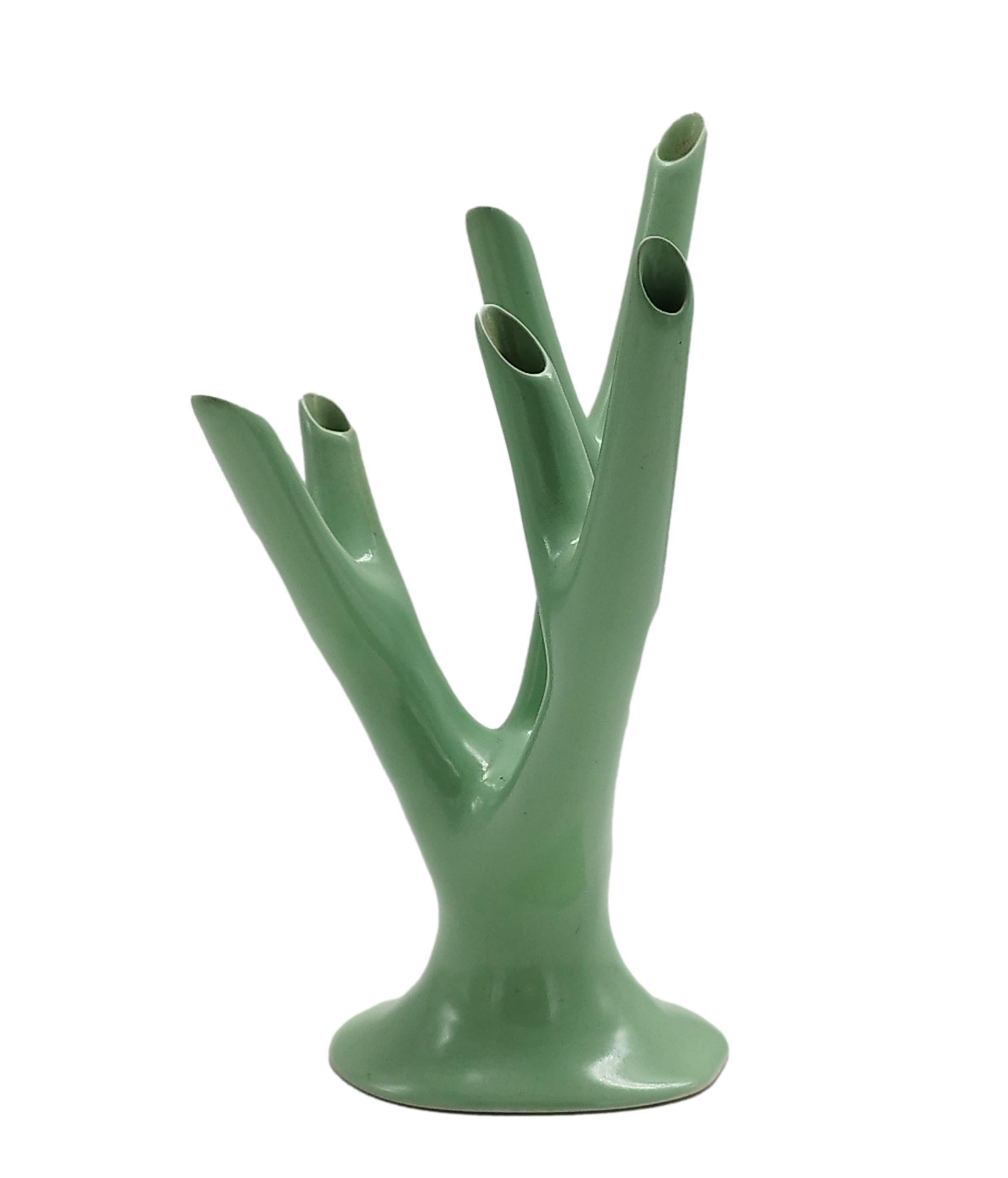 Vase/sculpture in the form of a 'branch' Design Guido Andlovitz for Lavenia. Strong earthenware, casting moulding, crystallised enamel. Marked 