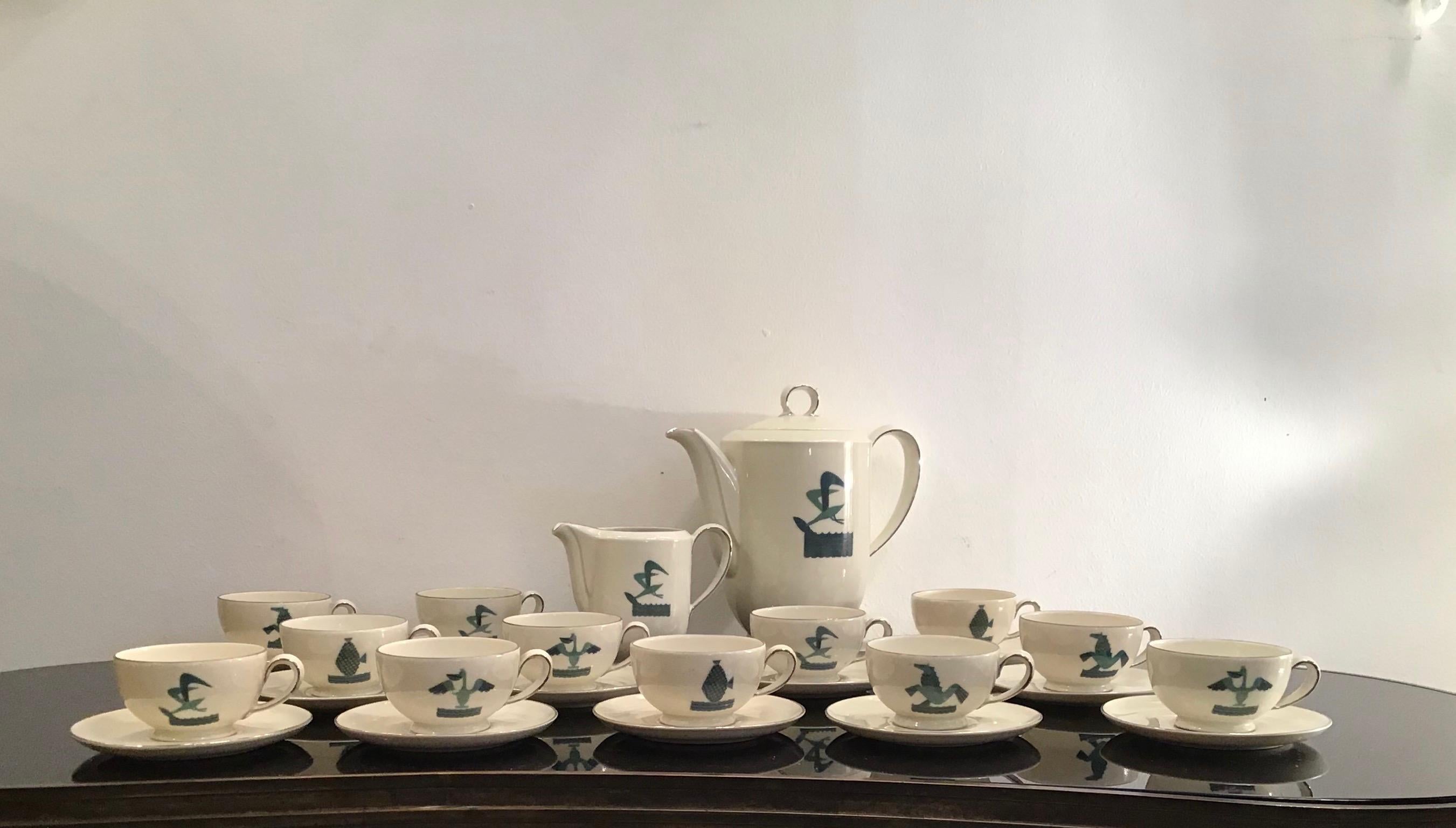 Art Deco Guido Andlovitz Porcelain Coffee Service, 1930, Italy For Sale