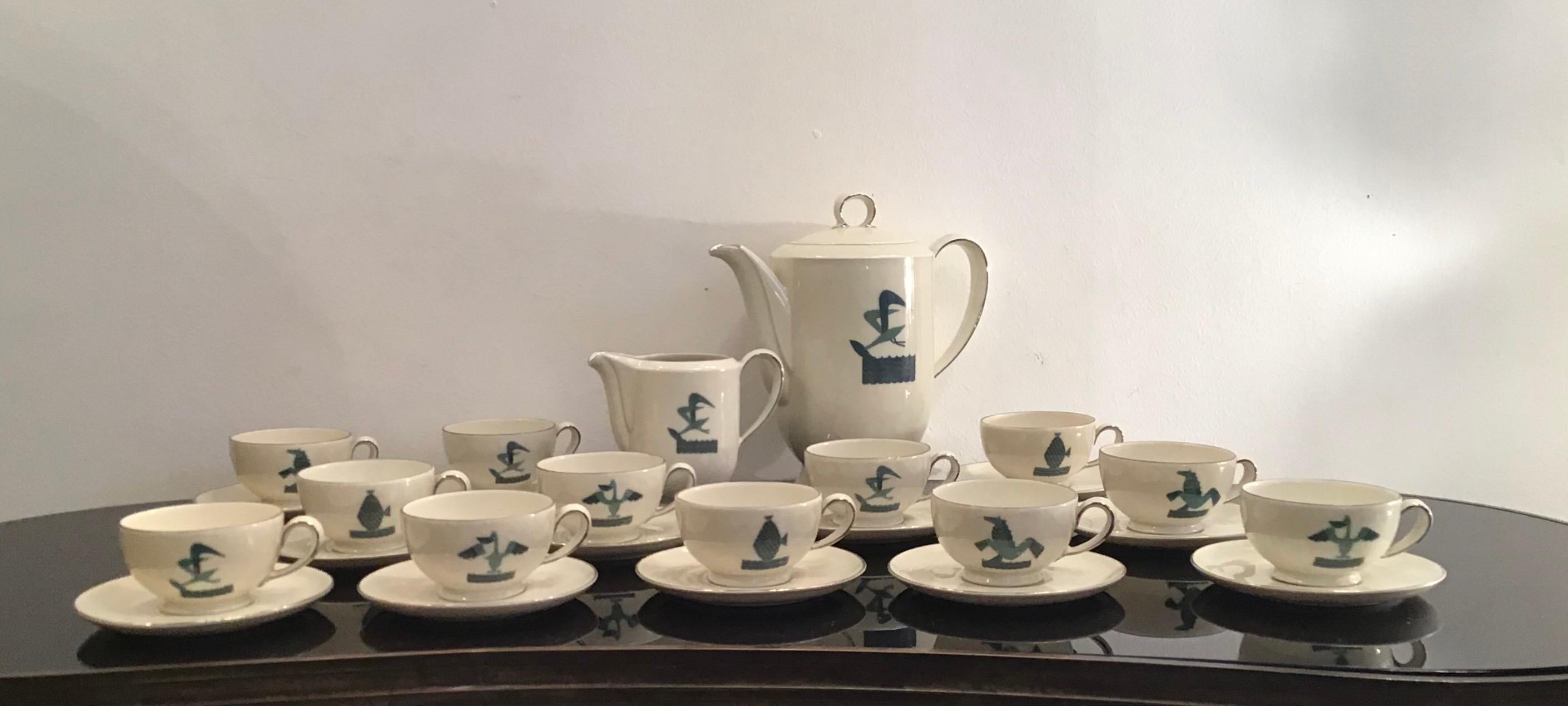 Guido Andlovitz Porcelain Coffee Service, 1930, Italy In Excellent Condition For Sale In Milano, IT
