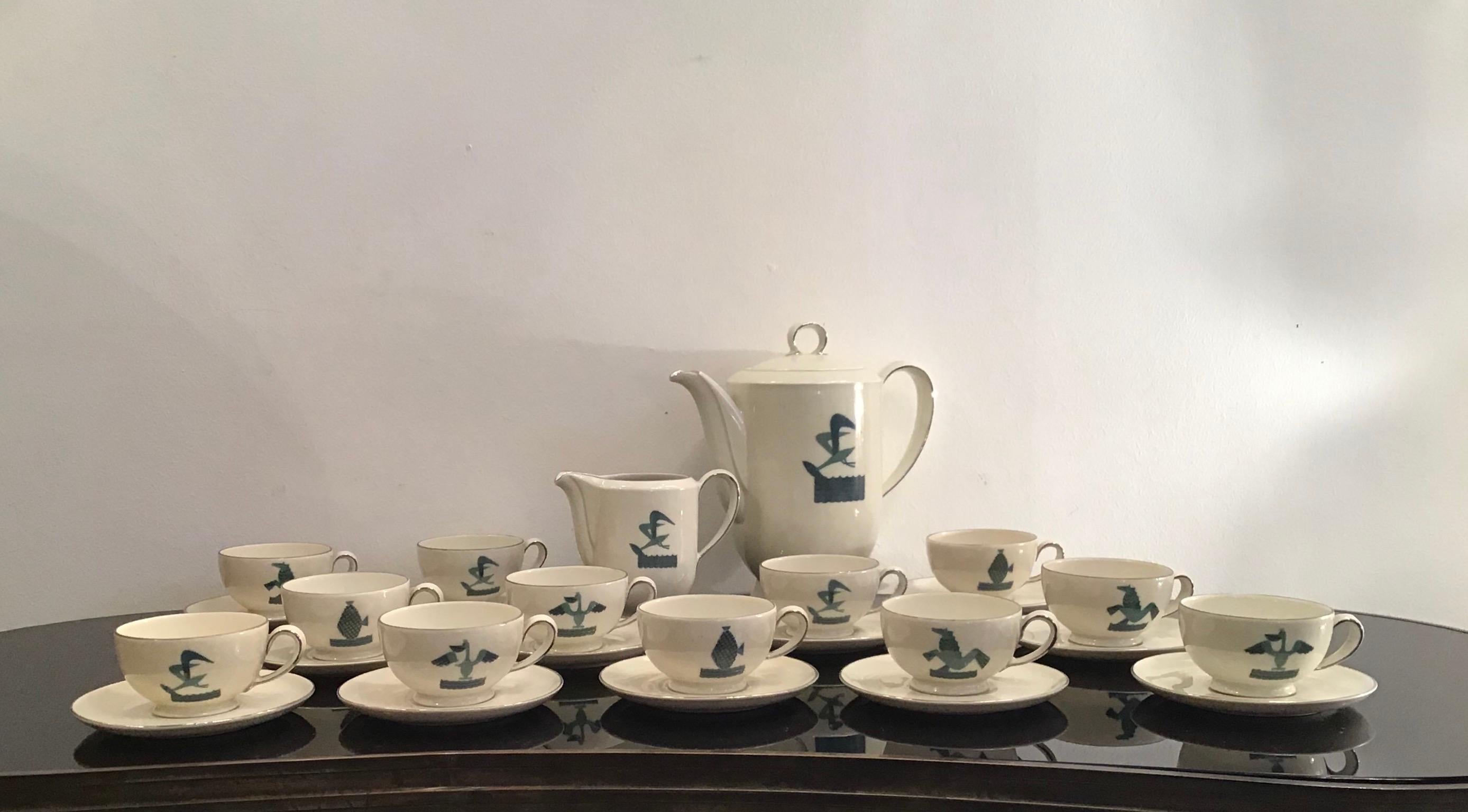 20th Century Guido Andlovitz Porcelain Coffee Service, 1930, Italy For Sale