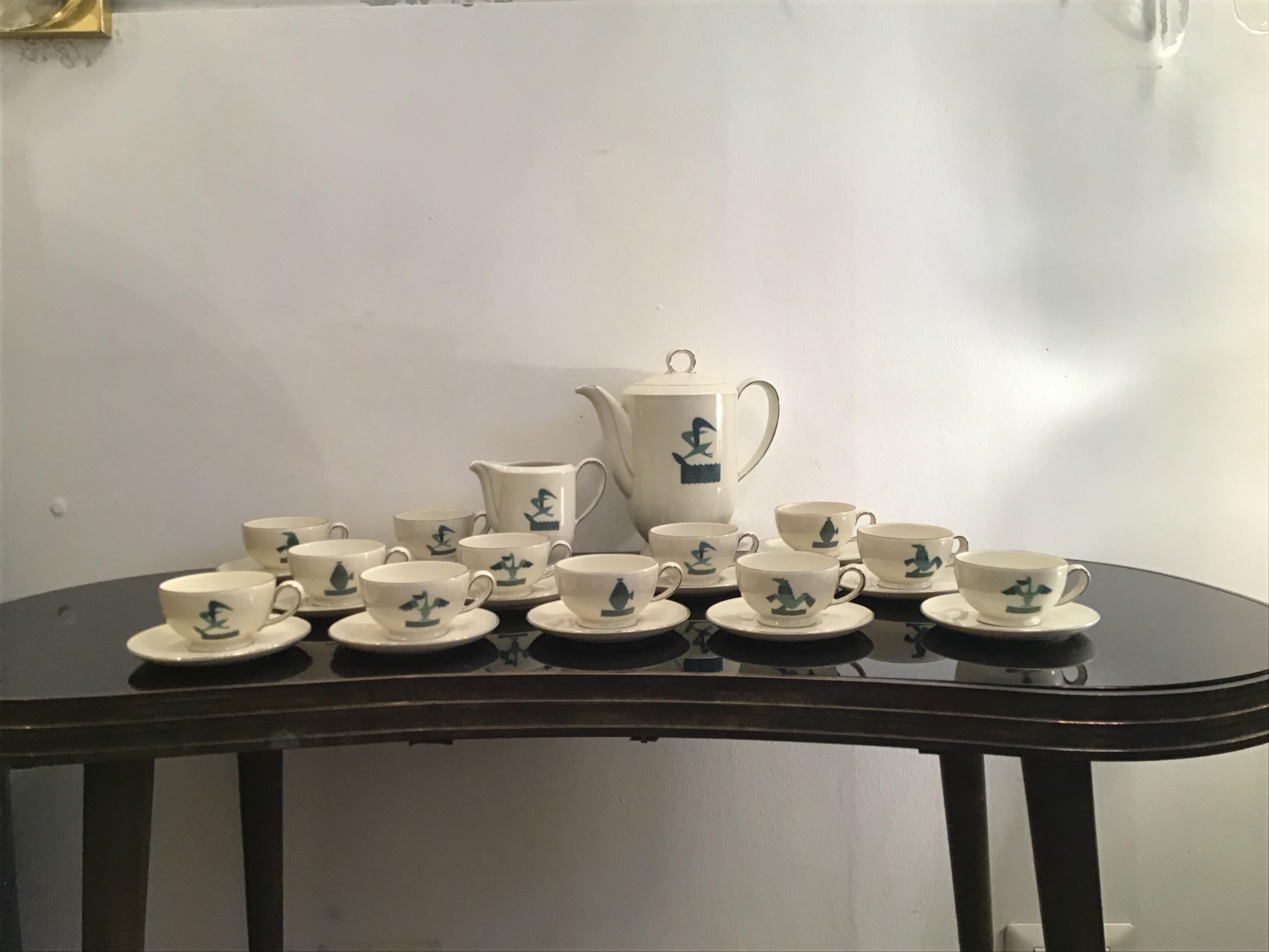 20th Century Guido Andlovitz Porcelain Coffee Service, 1930, Italy For Sale