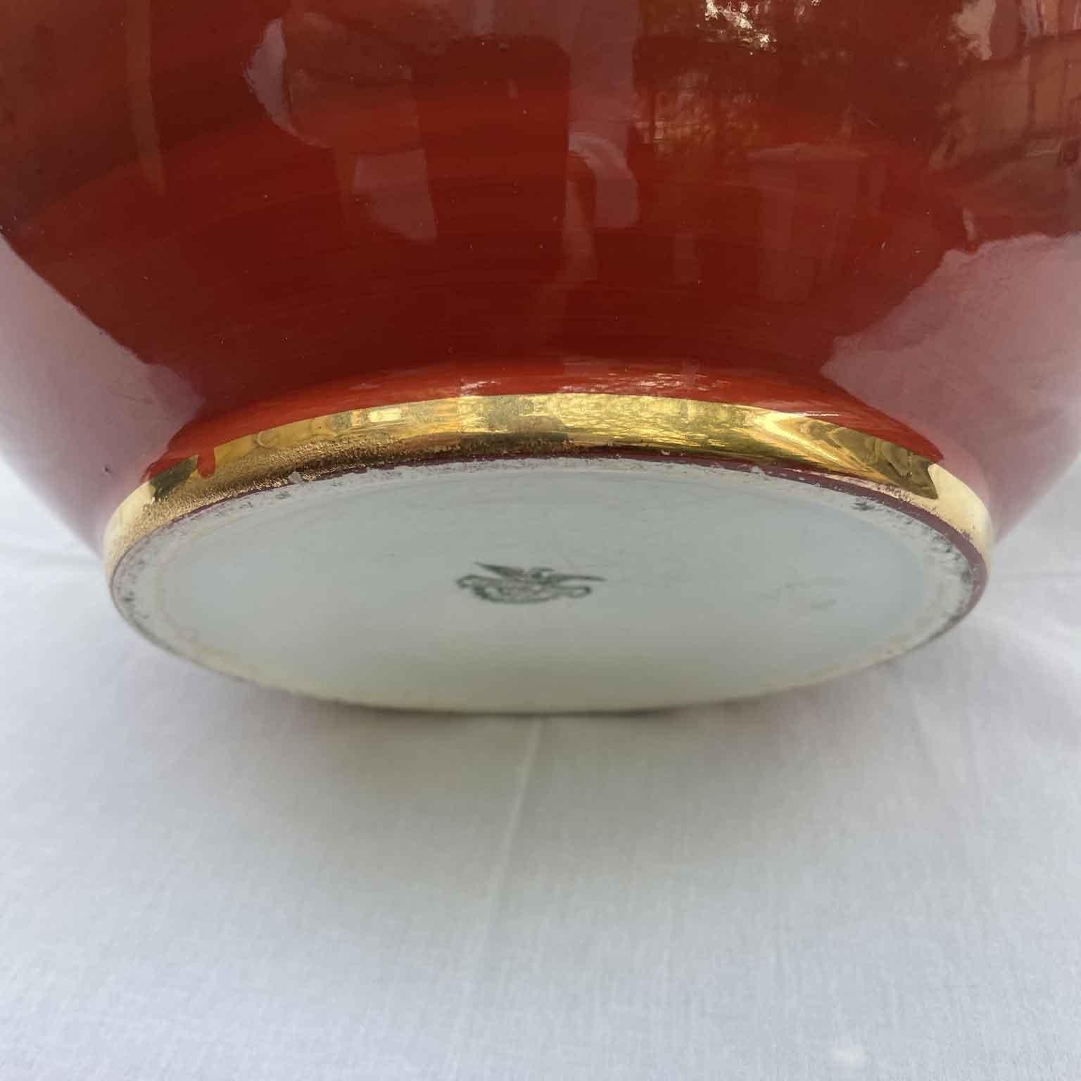Guido Andlovitz Vase Deko Rot und Gold 1930er Jahre Società Ceramica Italiana Laveno im Zustand „Gut“ im Angebot in Milan, IT