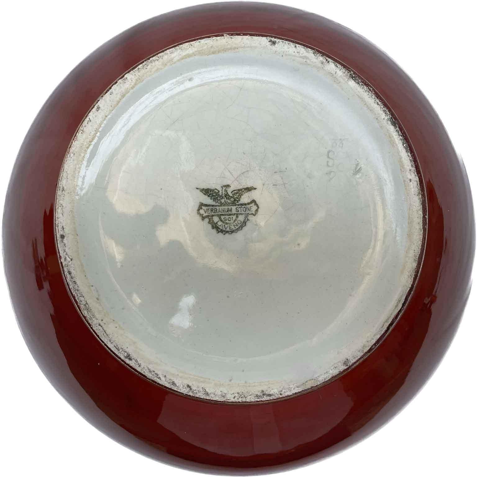 Guido Andlovitz Red and Gold Deco Vase 1930s Italian Ceramic Society Laveno For Sale 1