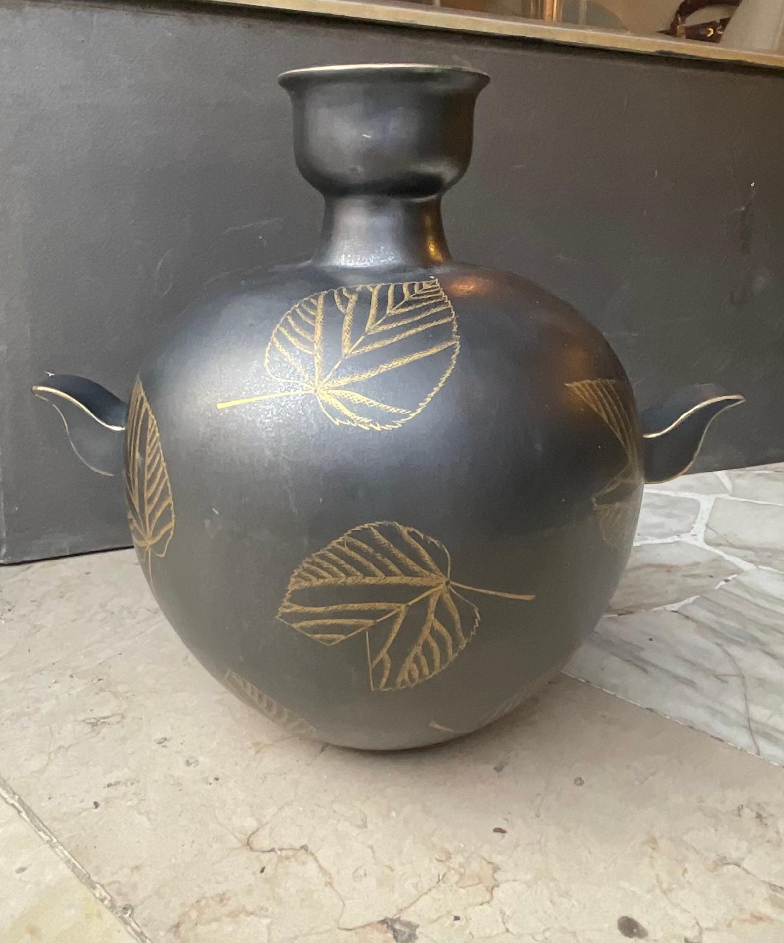 GUIDO ANDLOVITZ - Vase modèle MONZA 46  faïence à forte émissivité -  ITALIE 1930 en vente 4