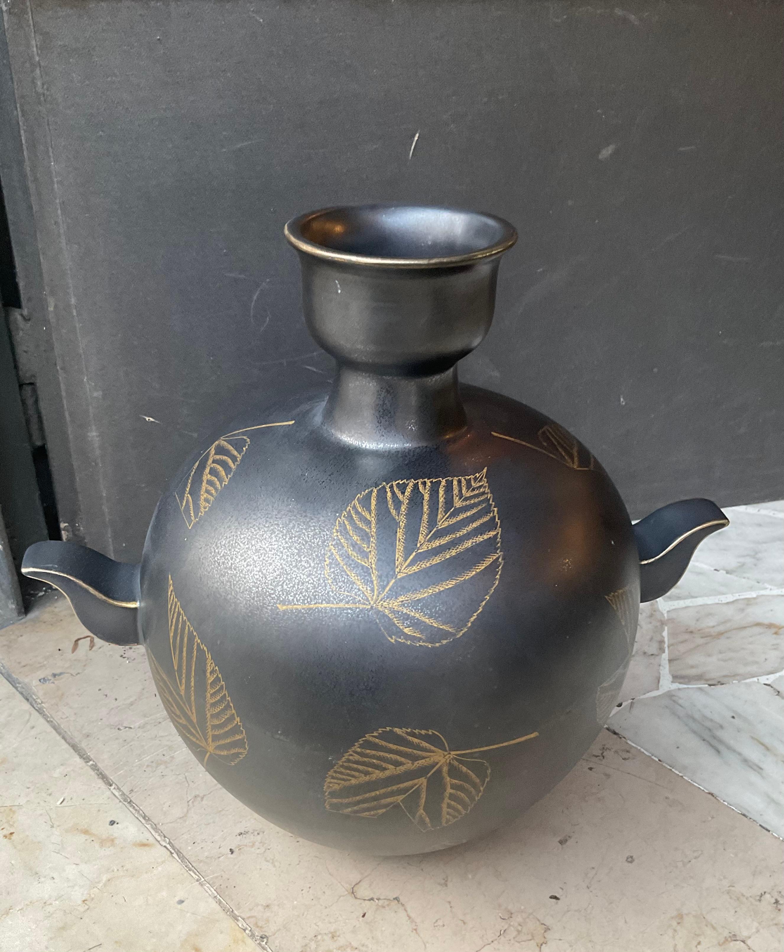 GUIDO ANDLOVITZ - Vase modèle MONZA 46  faïence à forte émissivité -  ITALIE 1930 en vente 5
