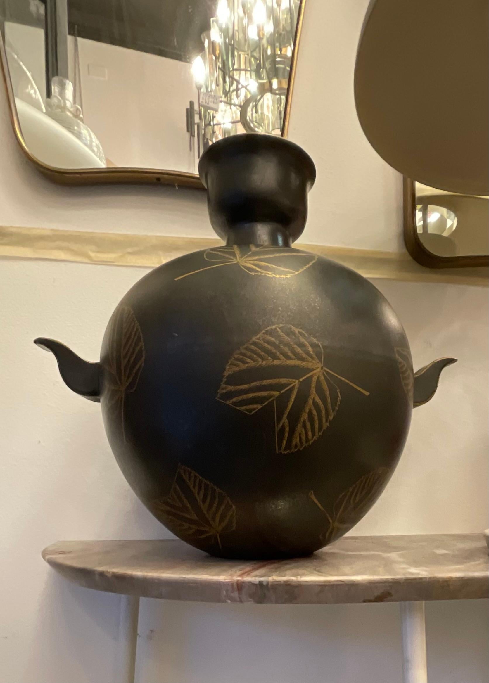 Art déco GUIDO ANDLOVITZ - Vase modèle MONZA 46  faïence à forte émissivité -  ITALIE 1930 en vente