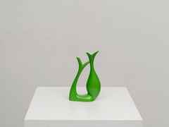 Guido Andloviz "Gemelli" Midcentury Green Ceramic Vase for S.C.I. Laveno, 1954
