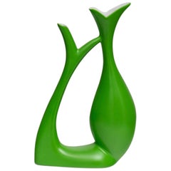 Guido Andloviz "Gemelli" Midcentury Green Ceramic Vase for S.C.I. Laveno, 1954