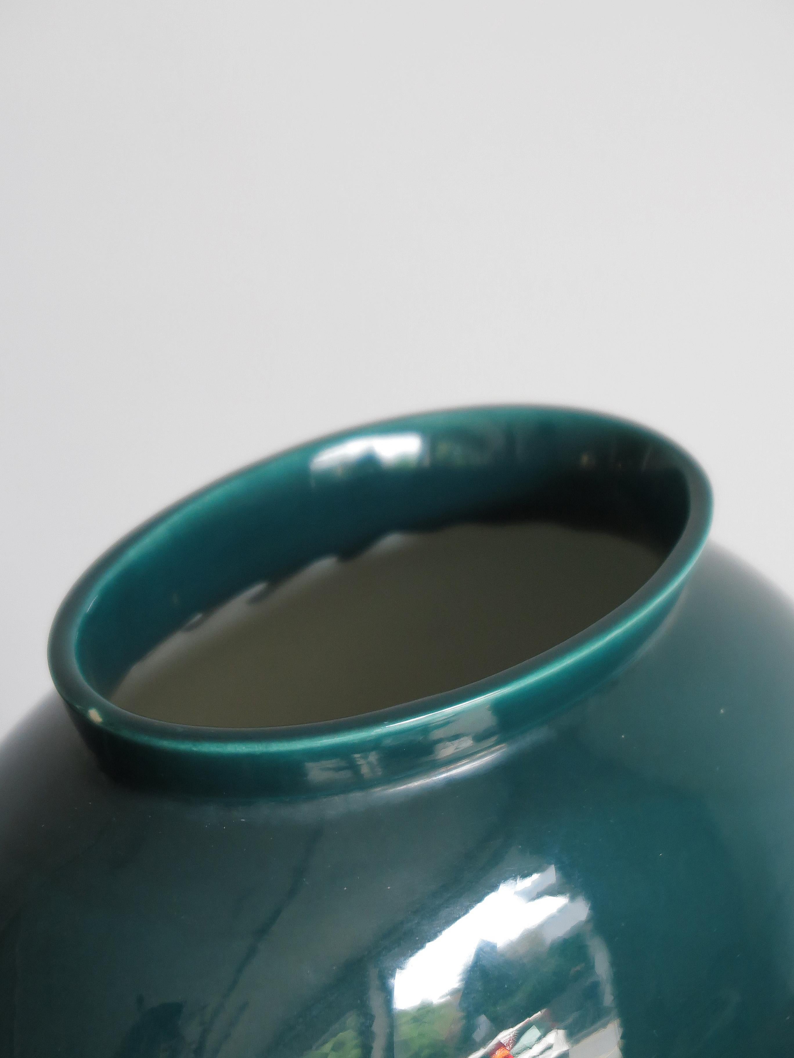 Mid-20th Century Guido Andloviz Italian Midcentury Green Ceramic Vase, 1950s For Sale