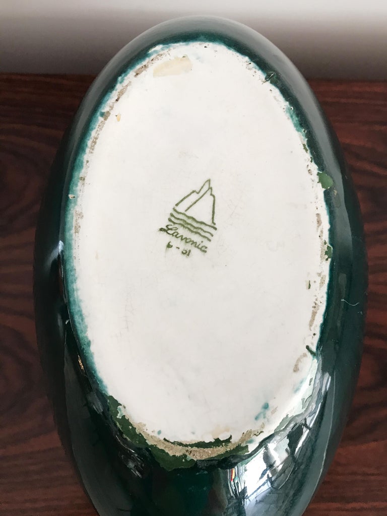 Guido Andloviz Italian Midcentury Green Ceramic Vase, 1950s For Sale 1
