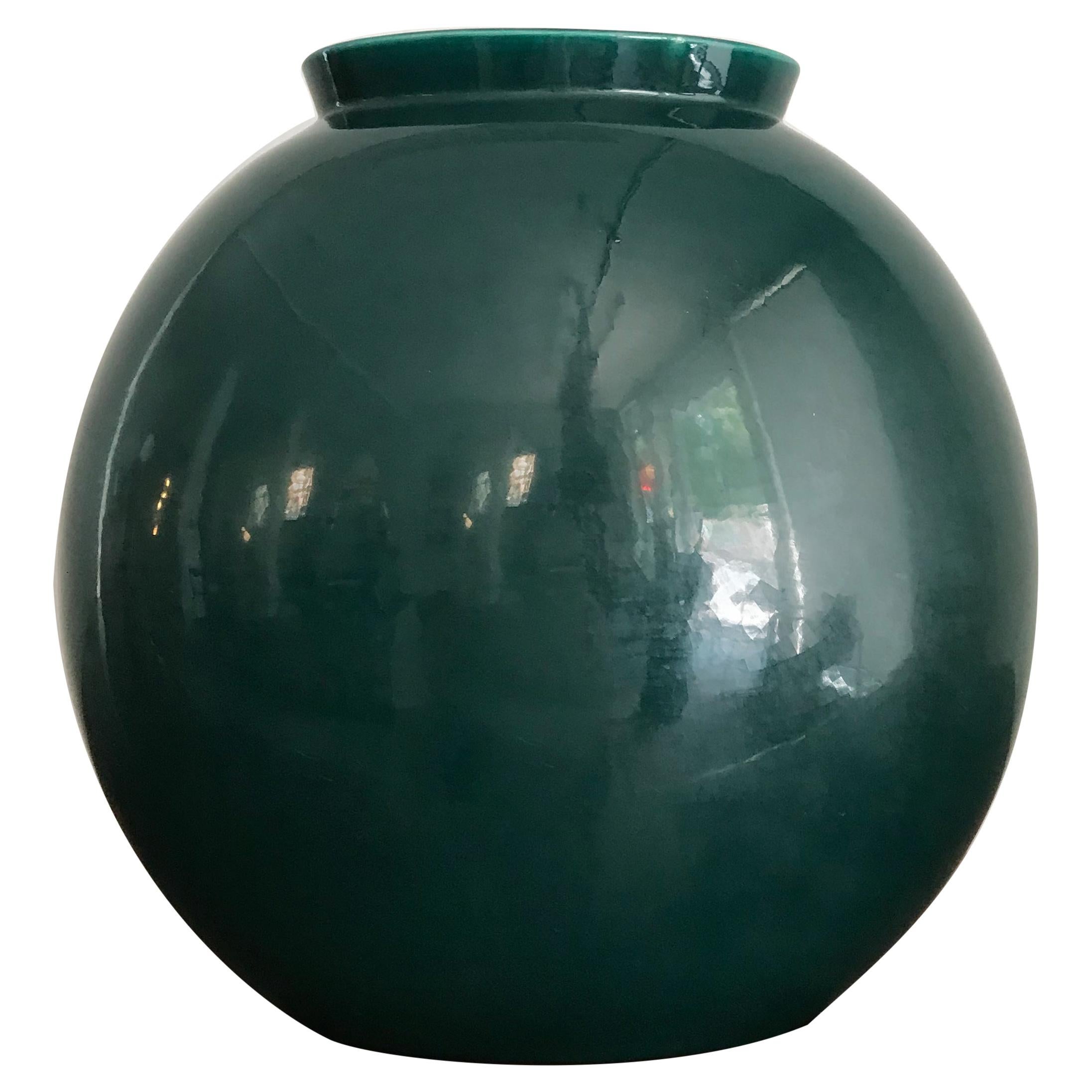 Guido Andloviz Italian Midcentury Green Ceramic Vase, 1950s