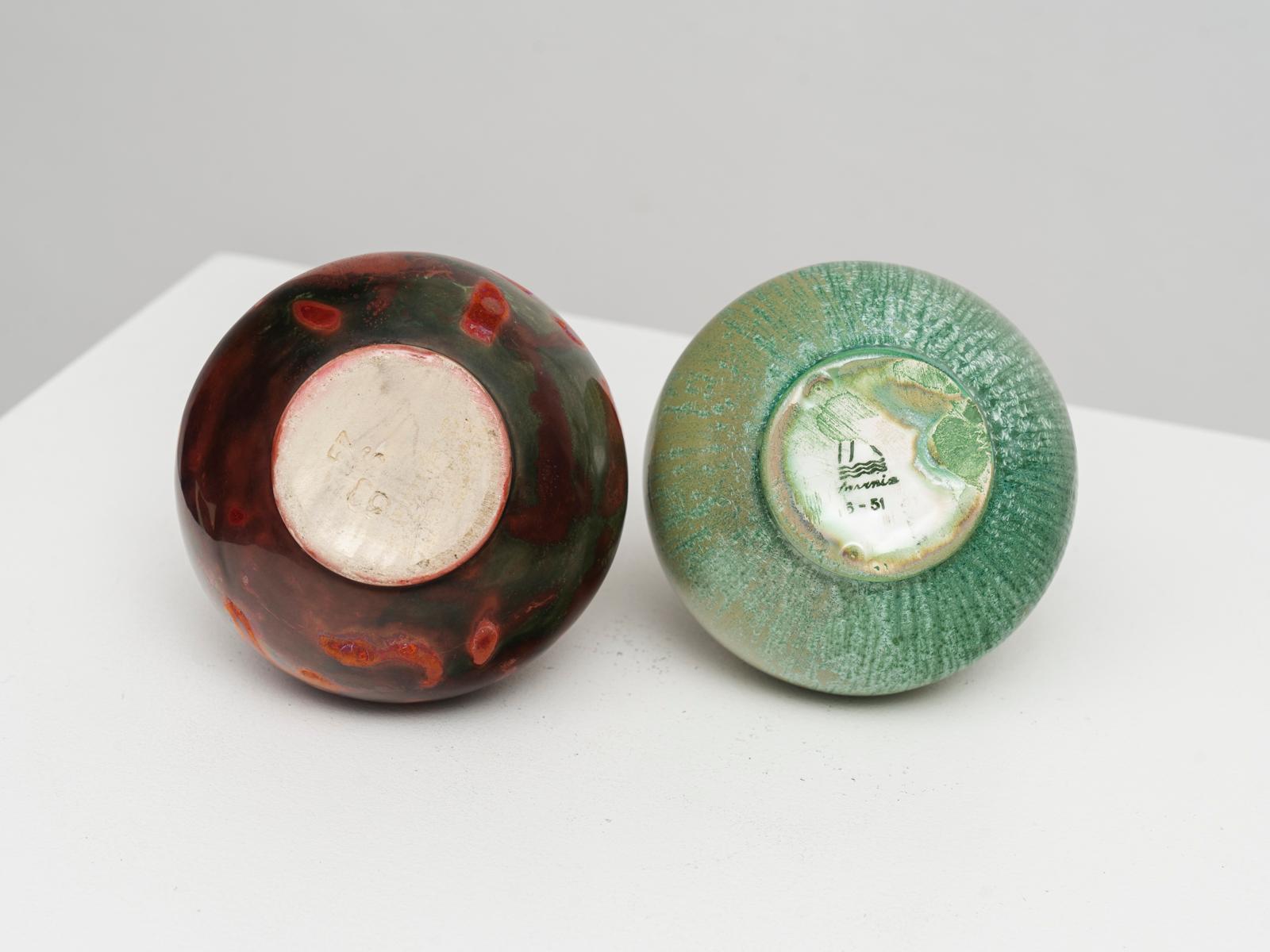 Italian Guido Andloviz Pair of Modernist Monza 30 Ceramic Vases for S.C.I. Laveno, 1930s For Sale