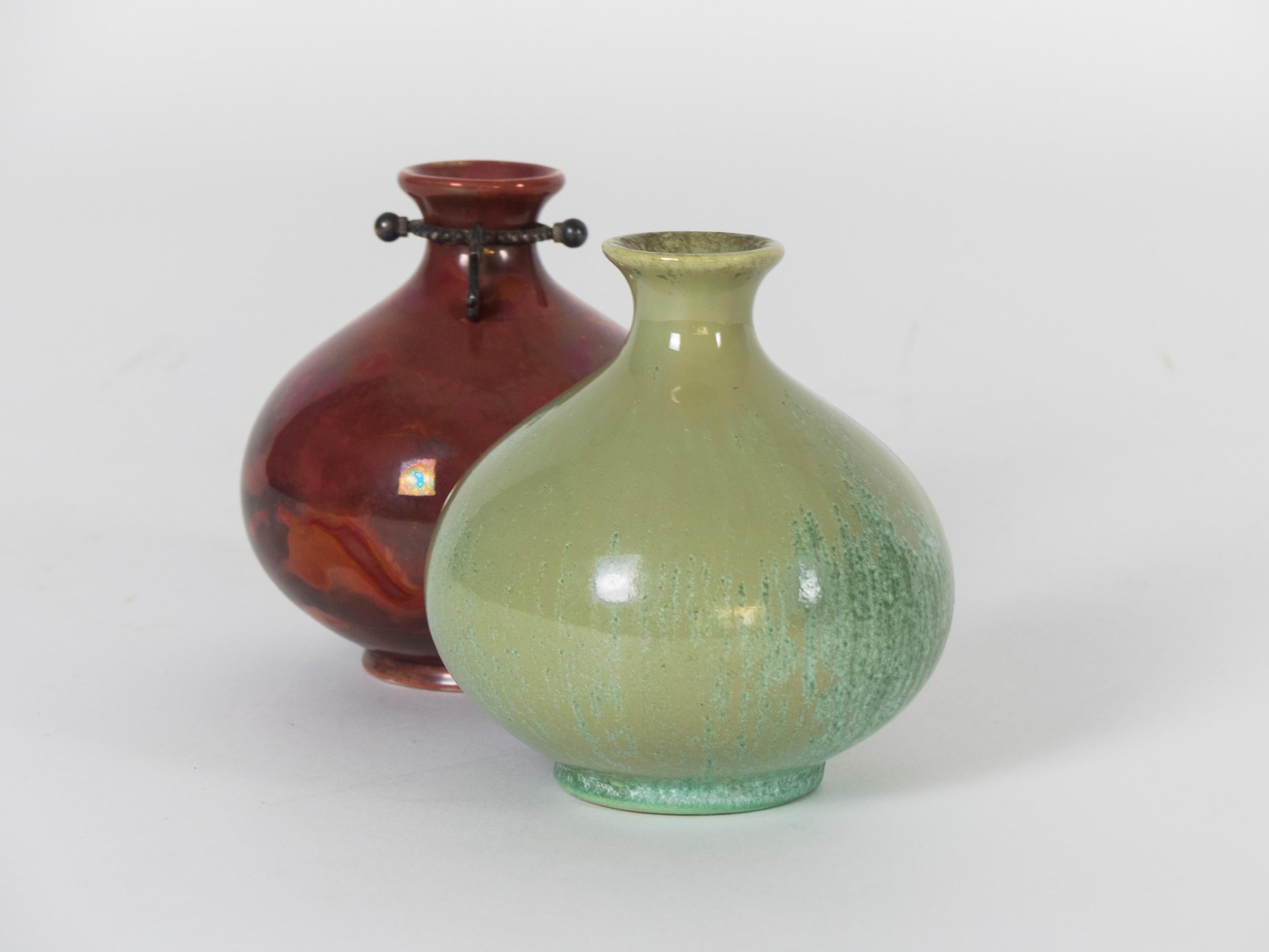 Guido Andloviz Pair of Modernist Monza 30 Ceramic Vases for S.C.I. Laveno, 1930s In Good Condition For Sale In Milan, Italy